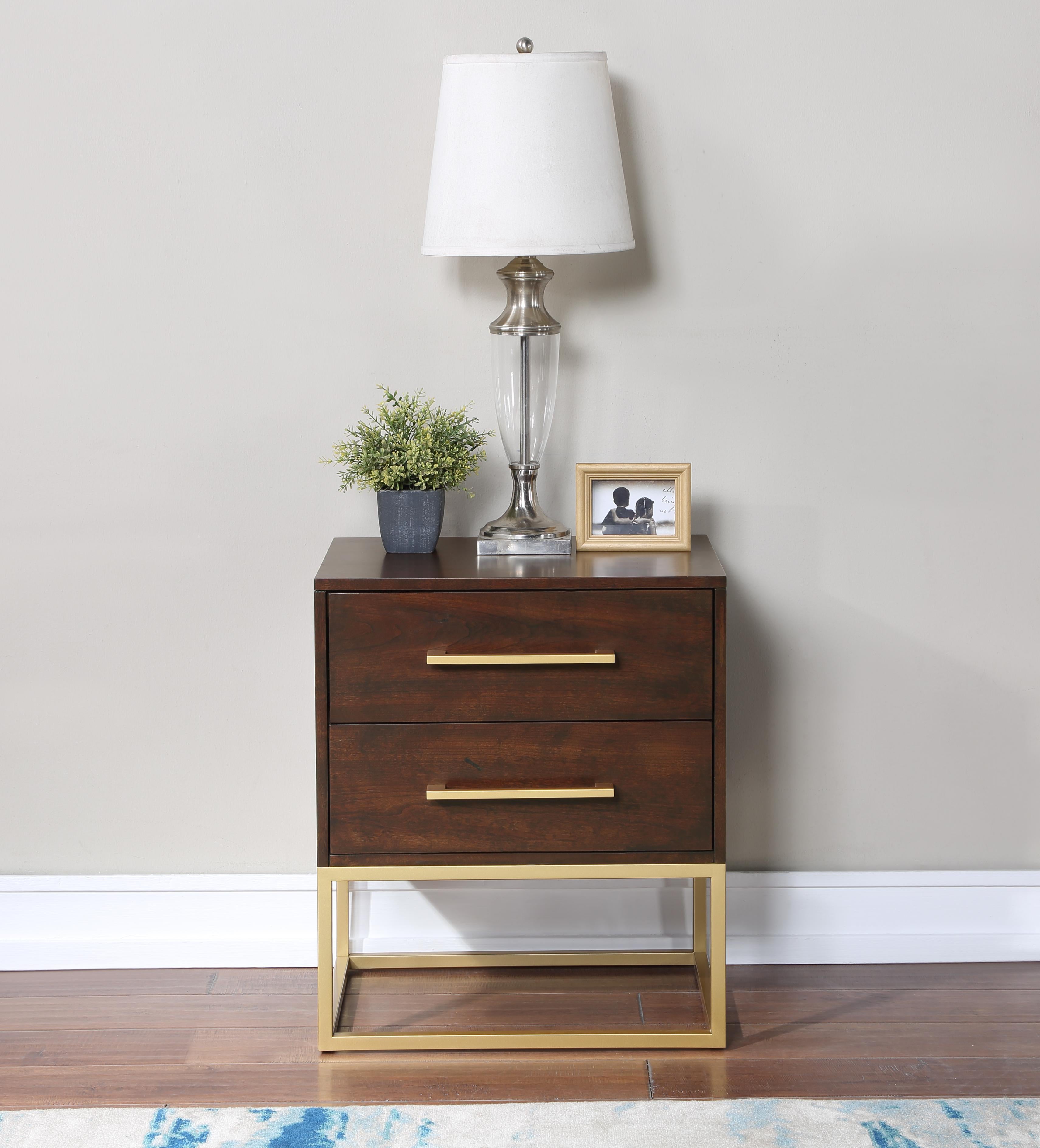 Maxine Cherry / Gold Night Stand - Luxury Home Furniture (MI)