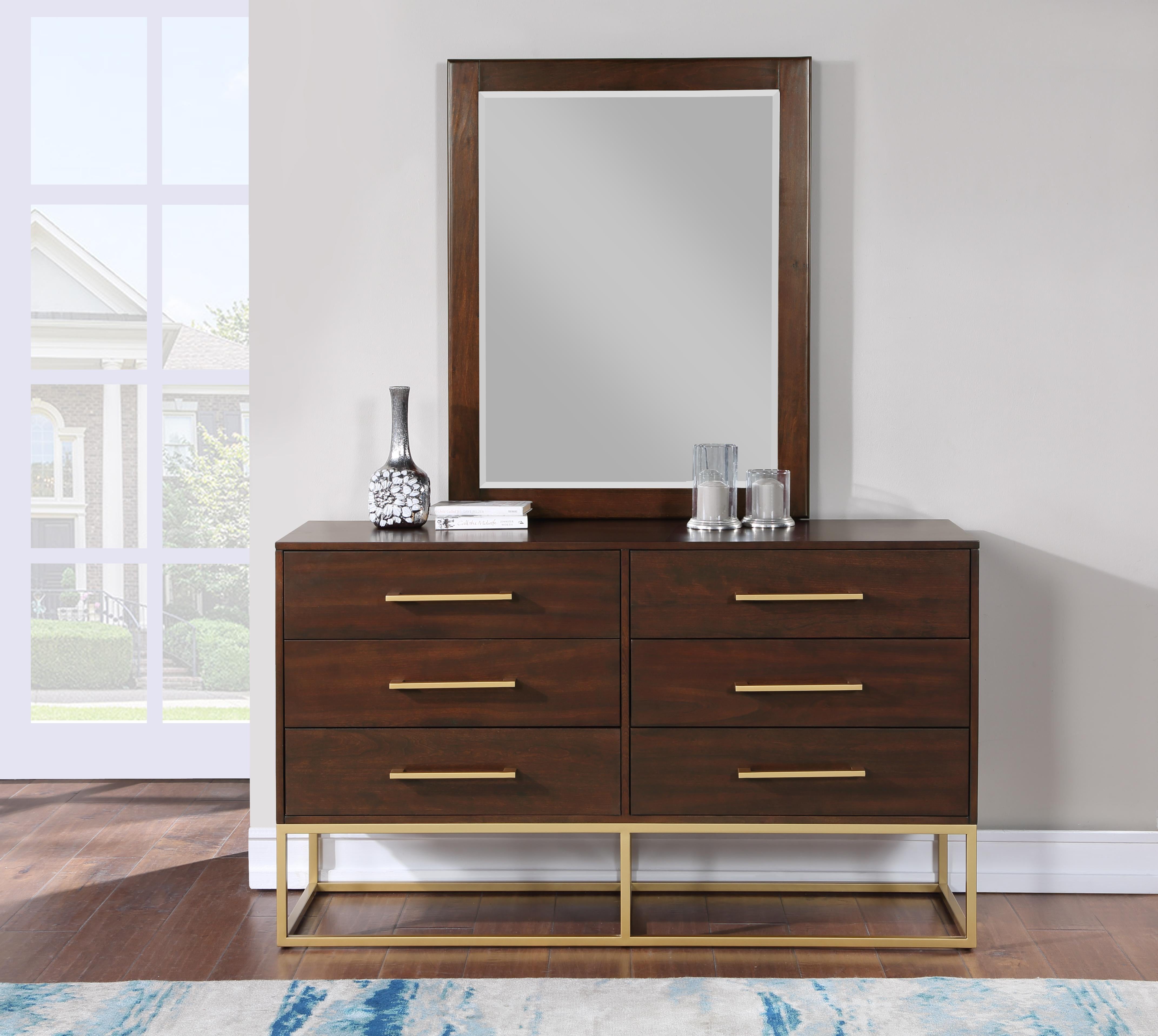 Maxine Cherry / Gold Mirror - Luxury Home Furniture (MI)