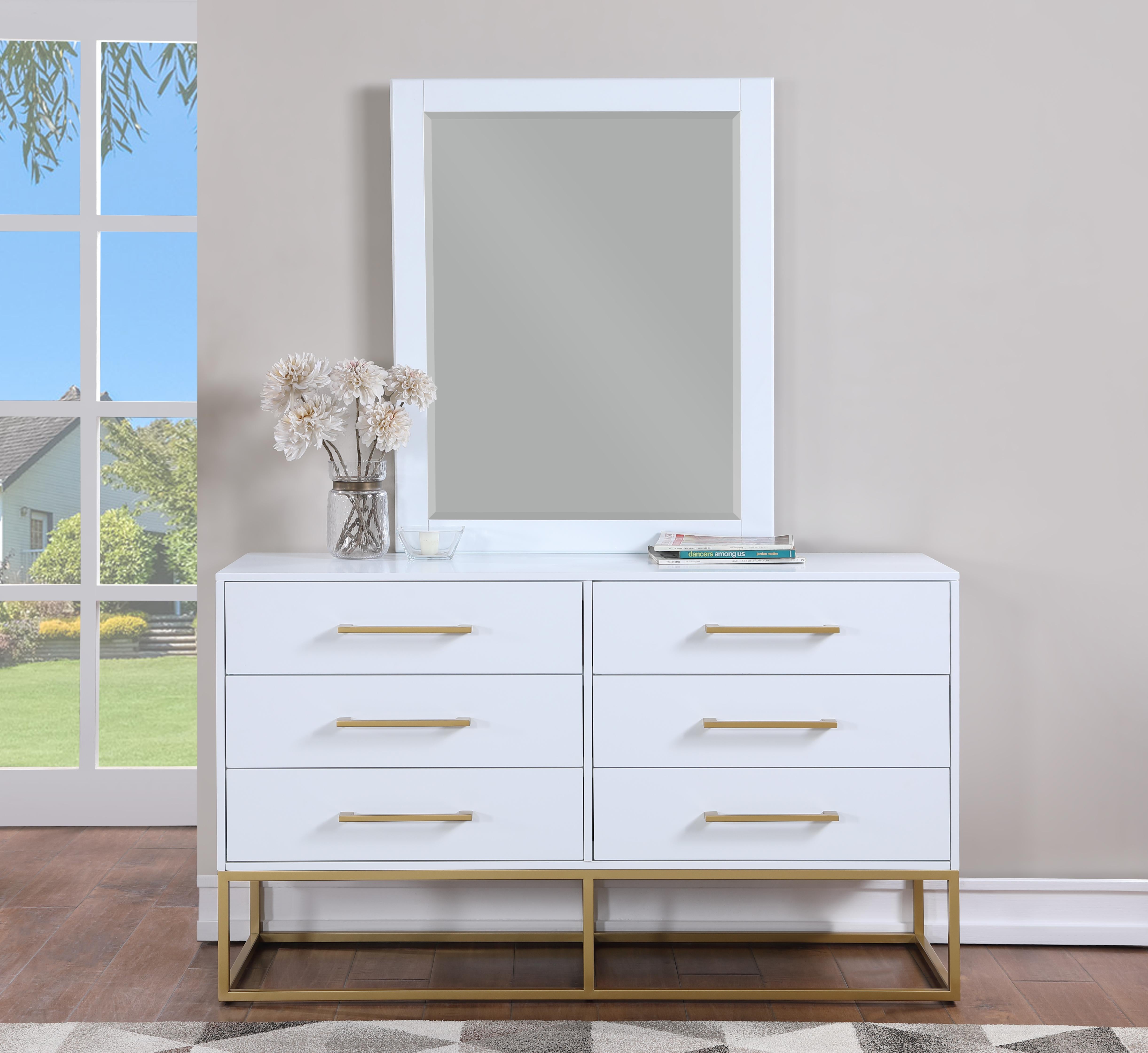 Maxine White / Gold Dresser - Luxury Home Furniture (MI)