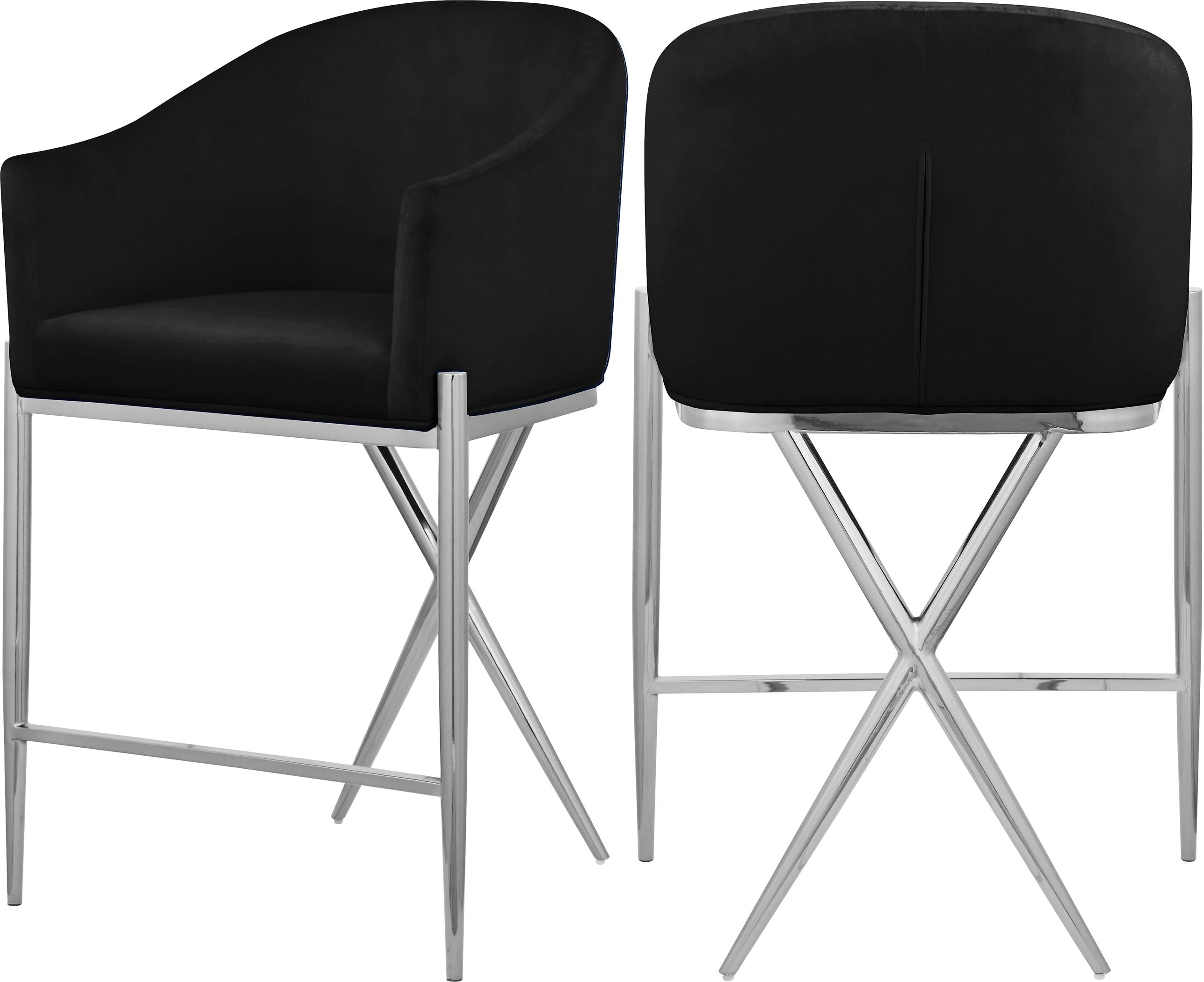 Xavier Black Velvet Counter Stool - Luxury Home Furniture (MI)
