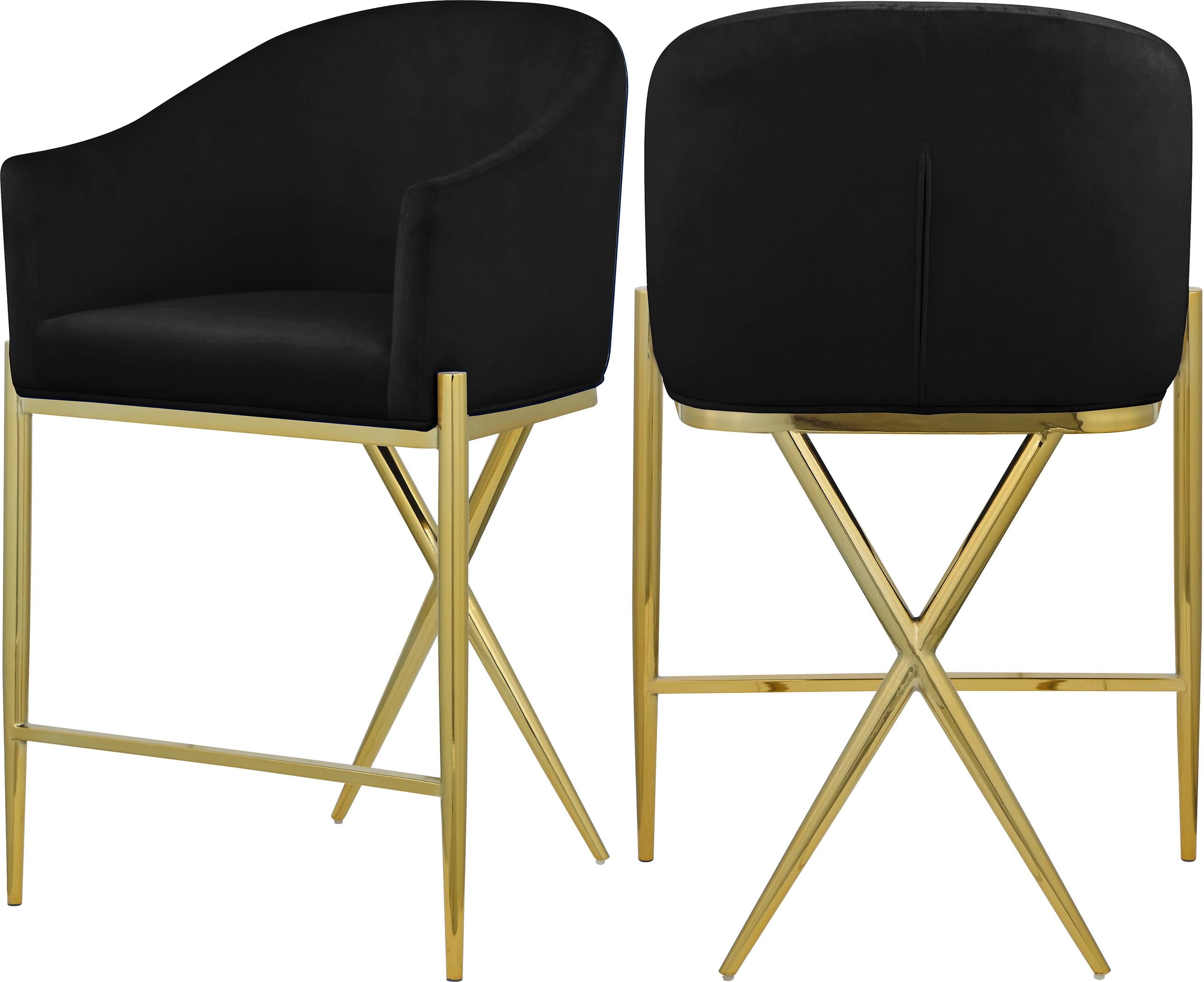 Xavier Black Velvet Counter Stool - Luxury Home Furniture (MI)