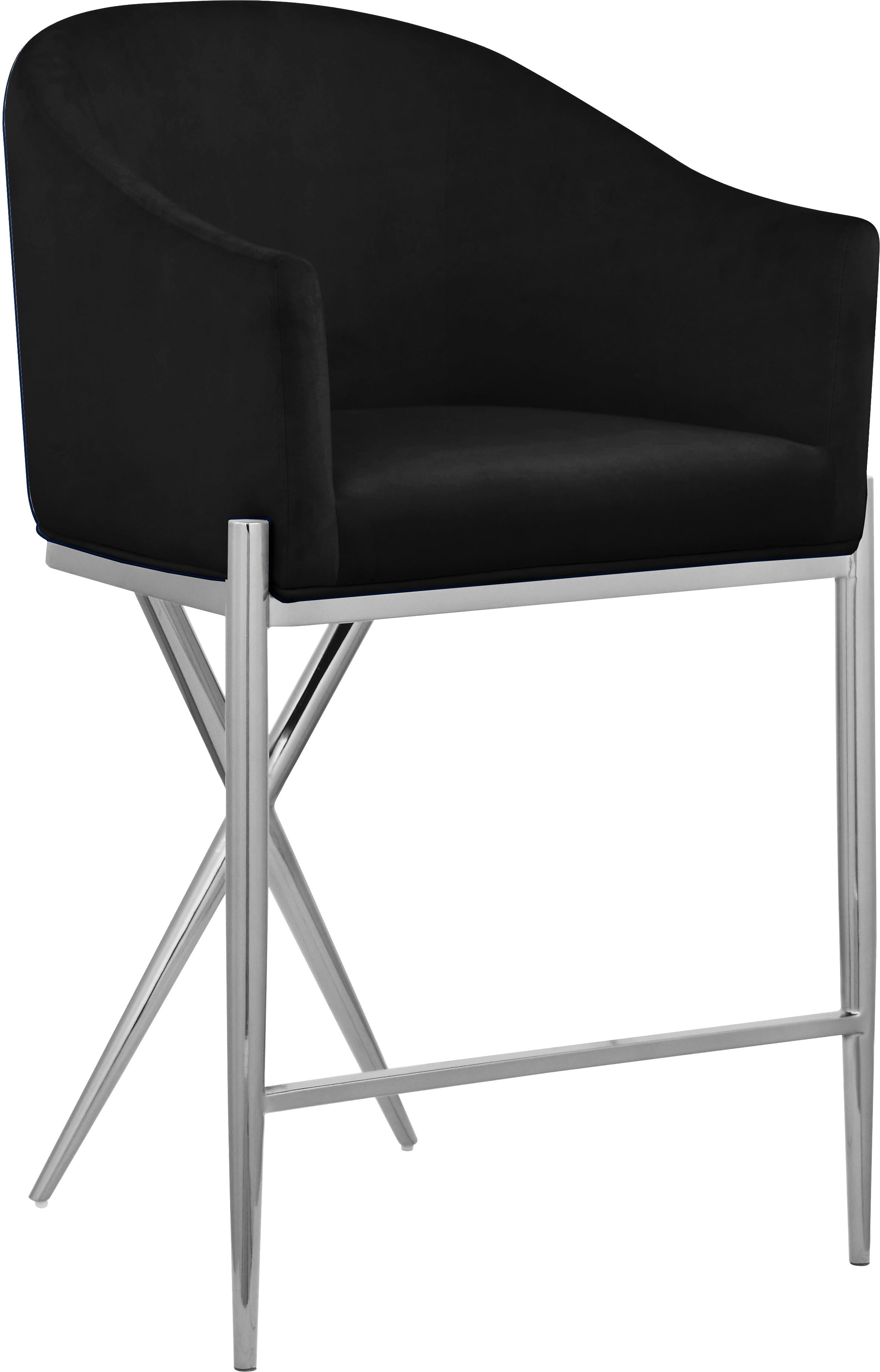 Xavier Black Velvet Counter Stool - Luxury Home Furniture (MI)