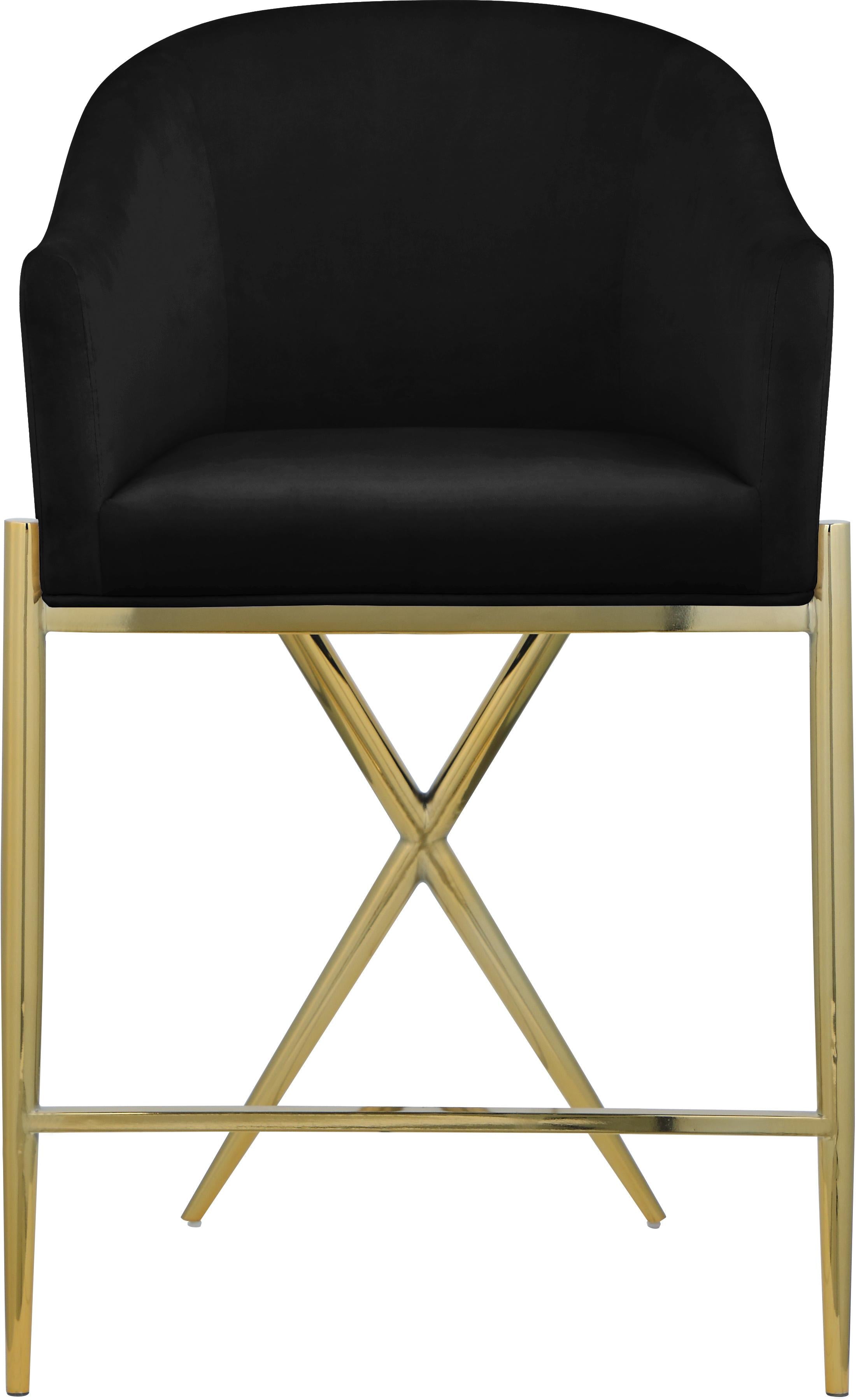 Xavier Black Velvet Counter Stool - Luxury Home Furniture (MI)