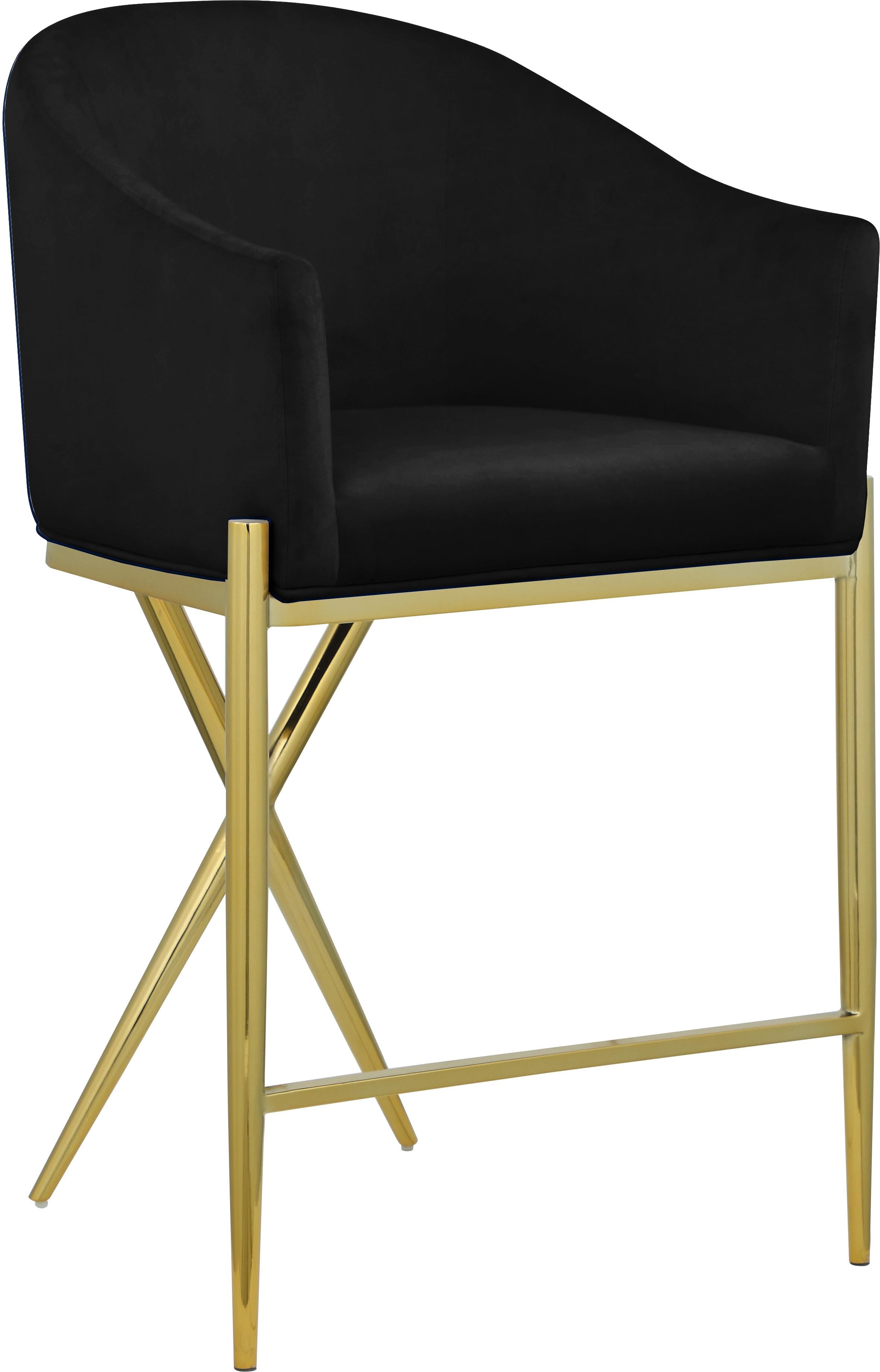 Xavier Black Velvet Counter Stool - Luxury Home Furniture (MI)