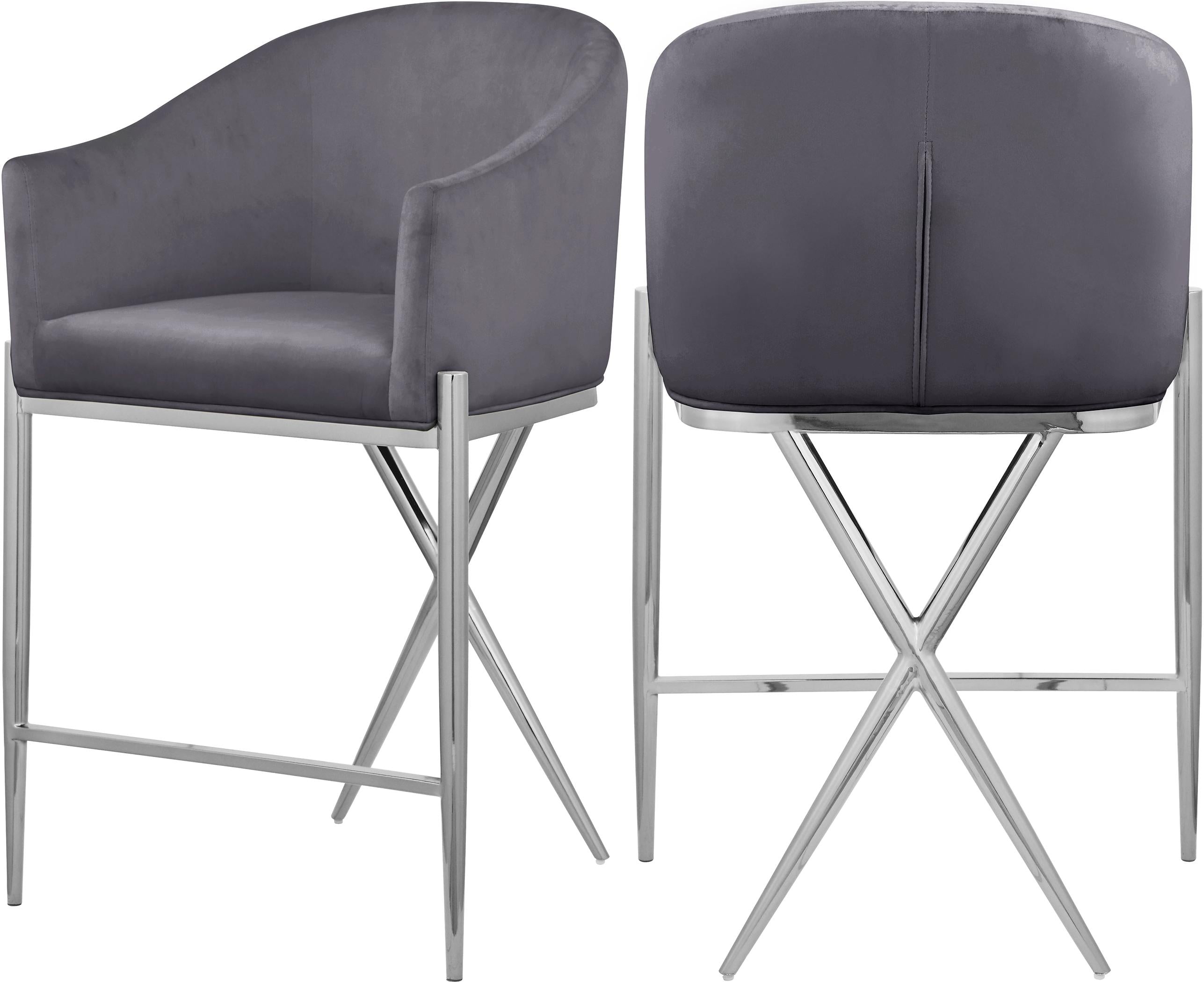 Xavier Grey Velvet Counter Stool - Luxury Home Furniture (MI)