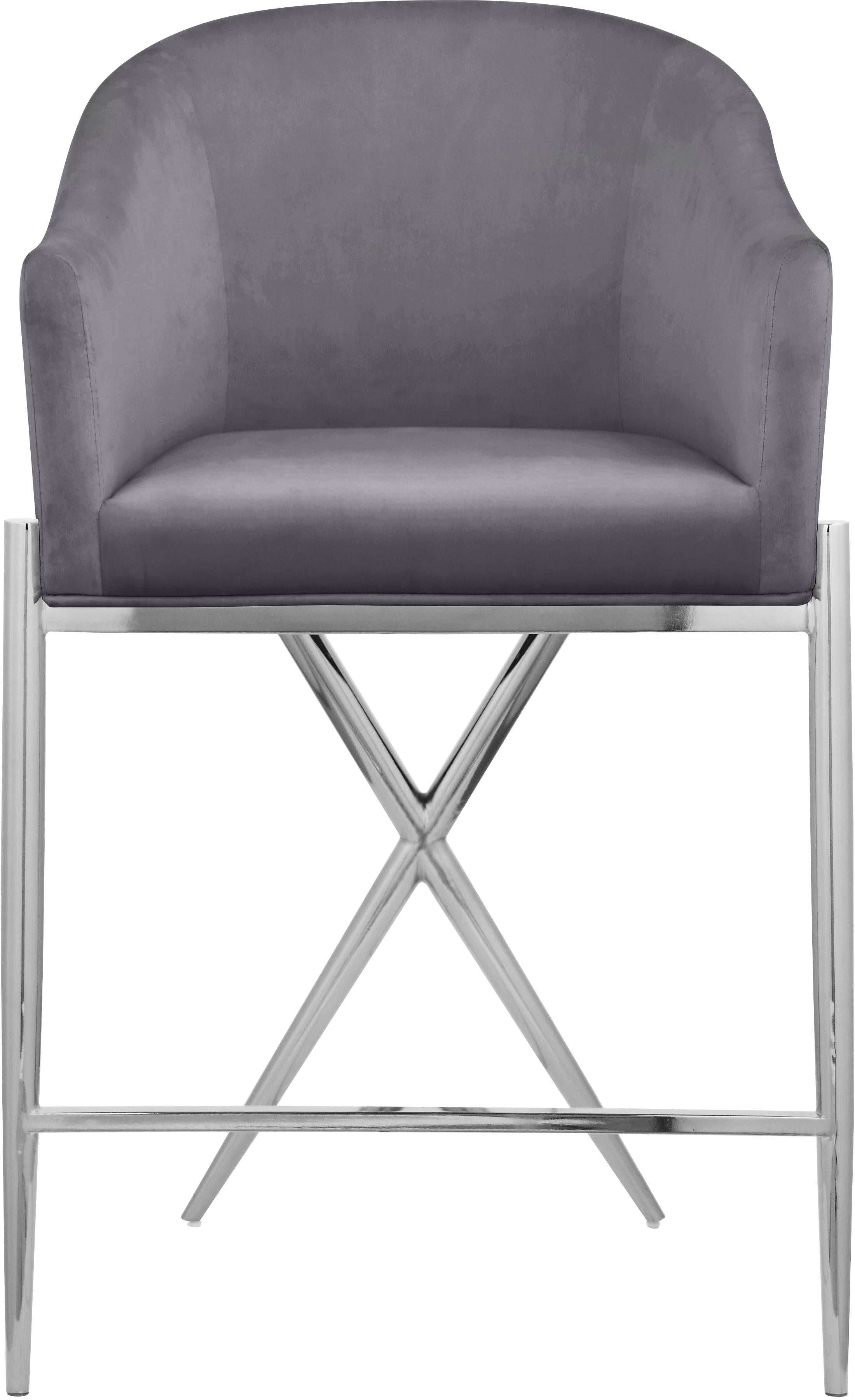 Xavier Grey Velvet Counter Stool - Luxury Home Furniture (MI)