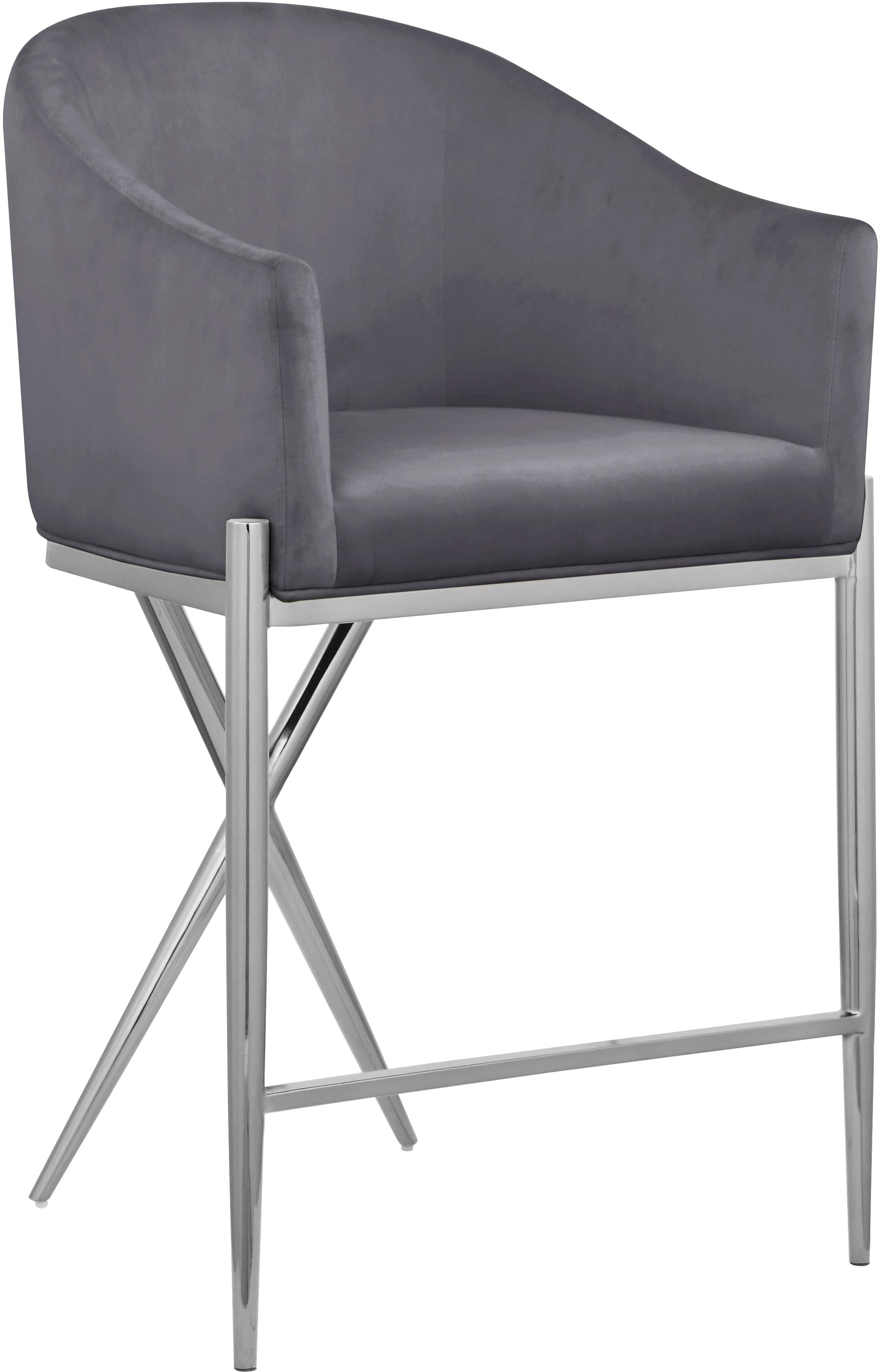 Xavier Grey Velvet Counter Stool - Luxury Home Furniture (MI)