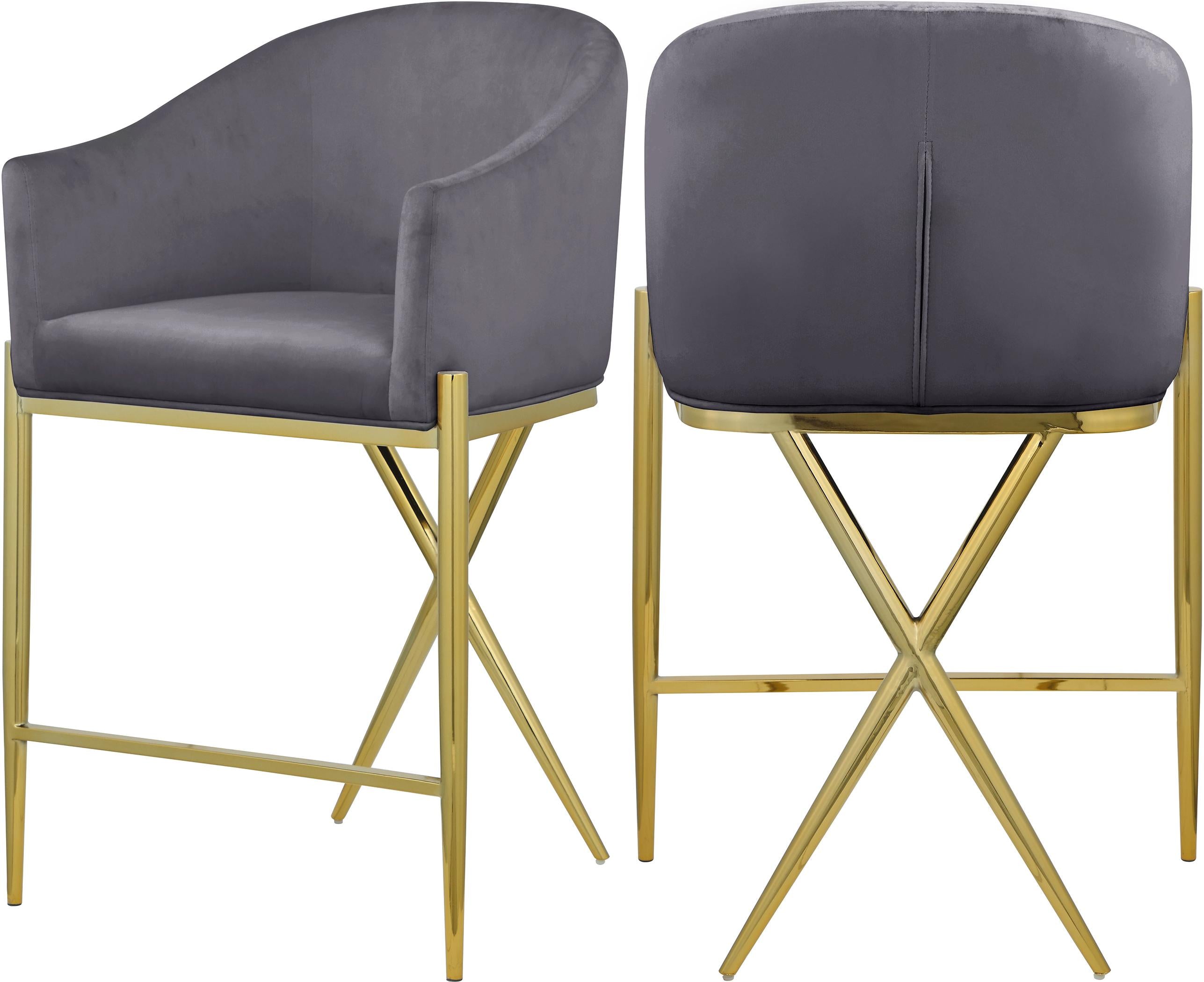 Xavier Grey Velvet Counter Stool - Luxury Home Furniture (MI)