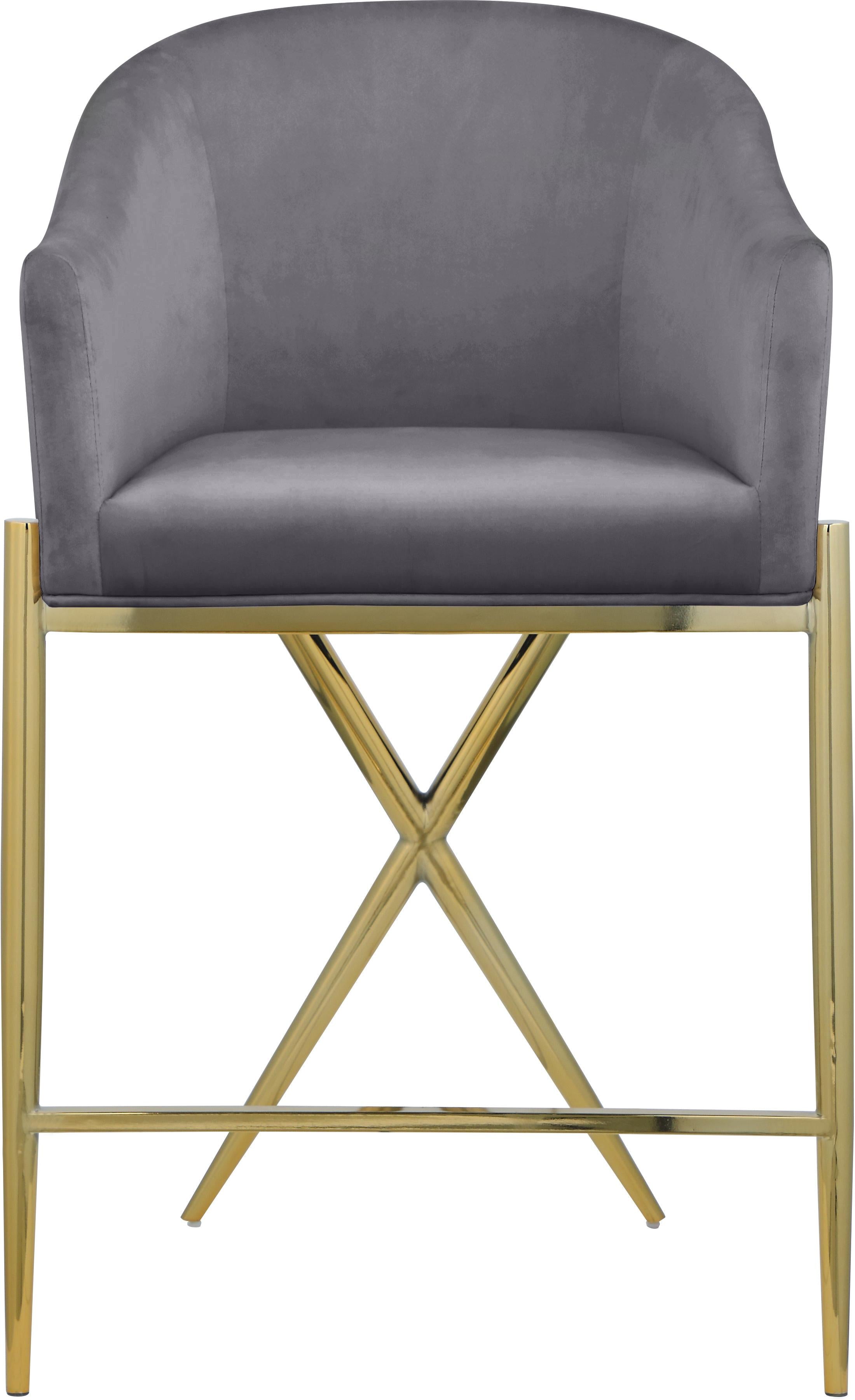 Xavier Grey Velvet Counter Stool - Luxury Home Furniture (MI)