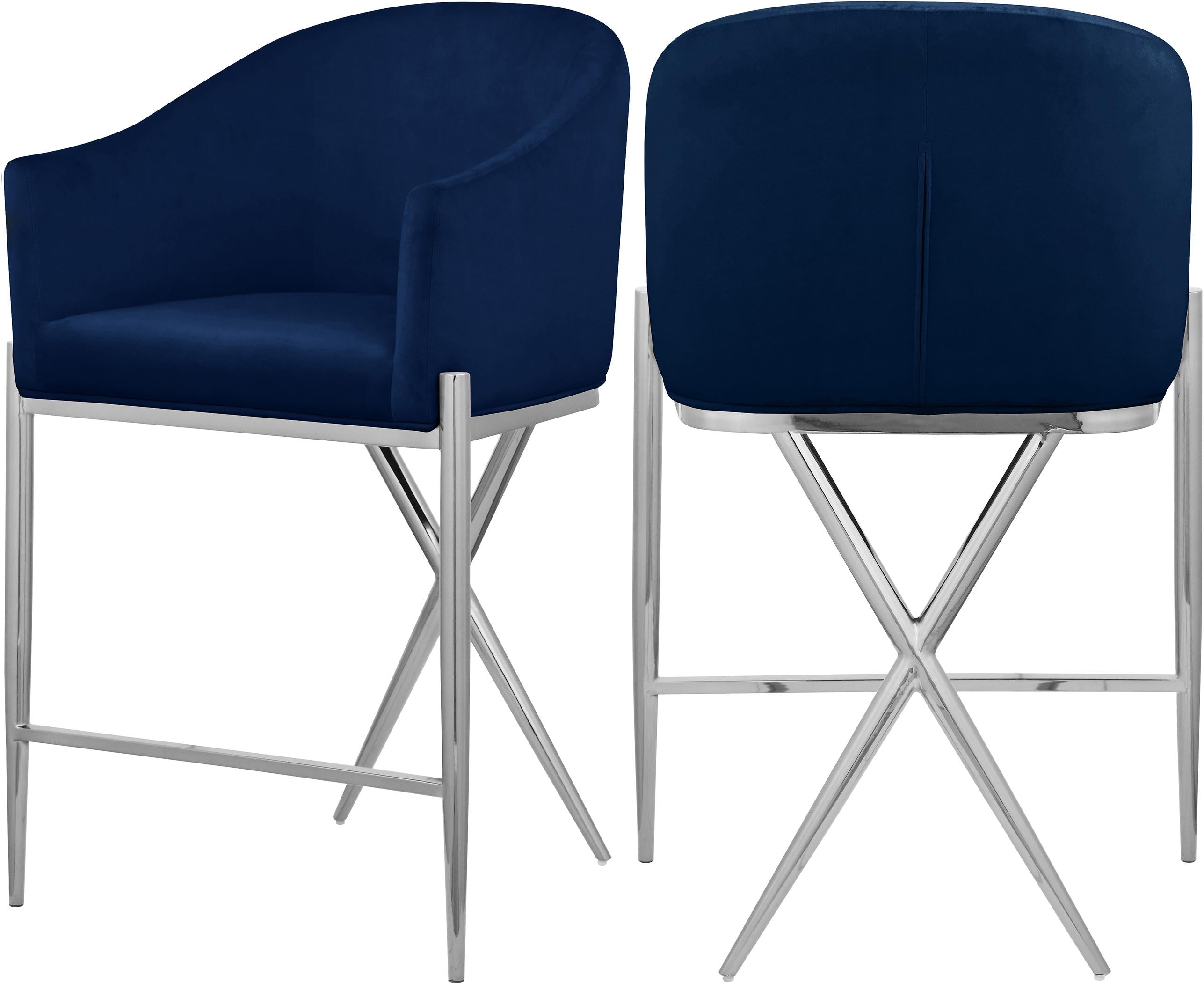 Xavier Navy Velvet Counter Stool - Luxury Home Furniture (MI)