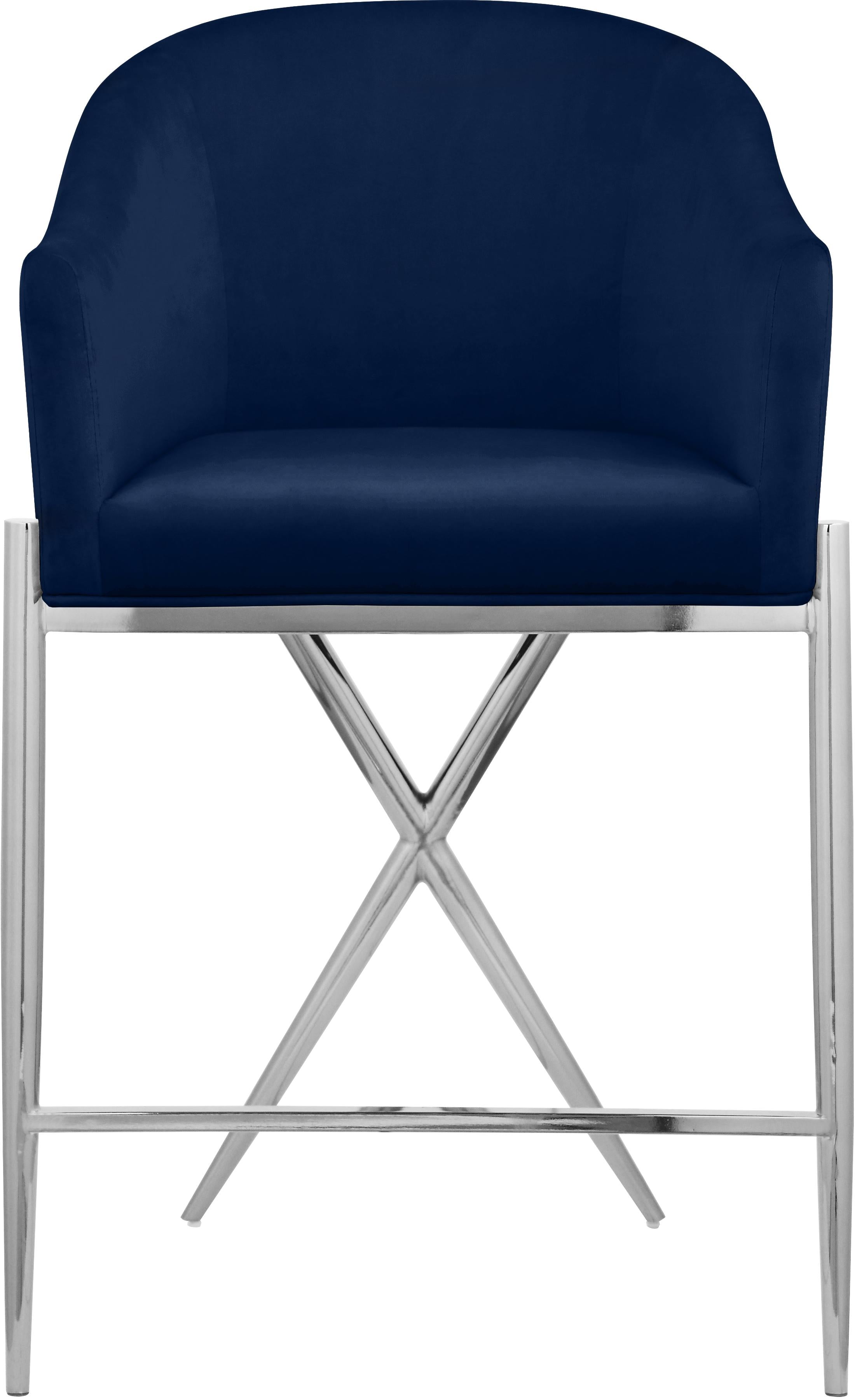 Xavier Navy Velvet Counter Stool - Luxury Home Furniture (MI)
