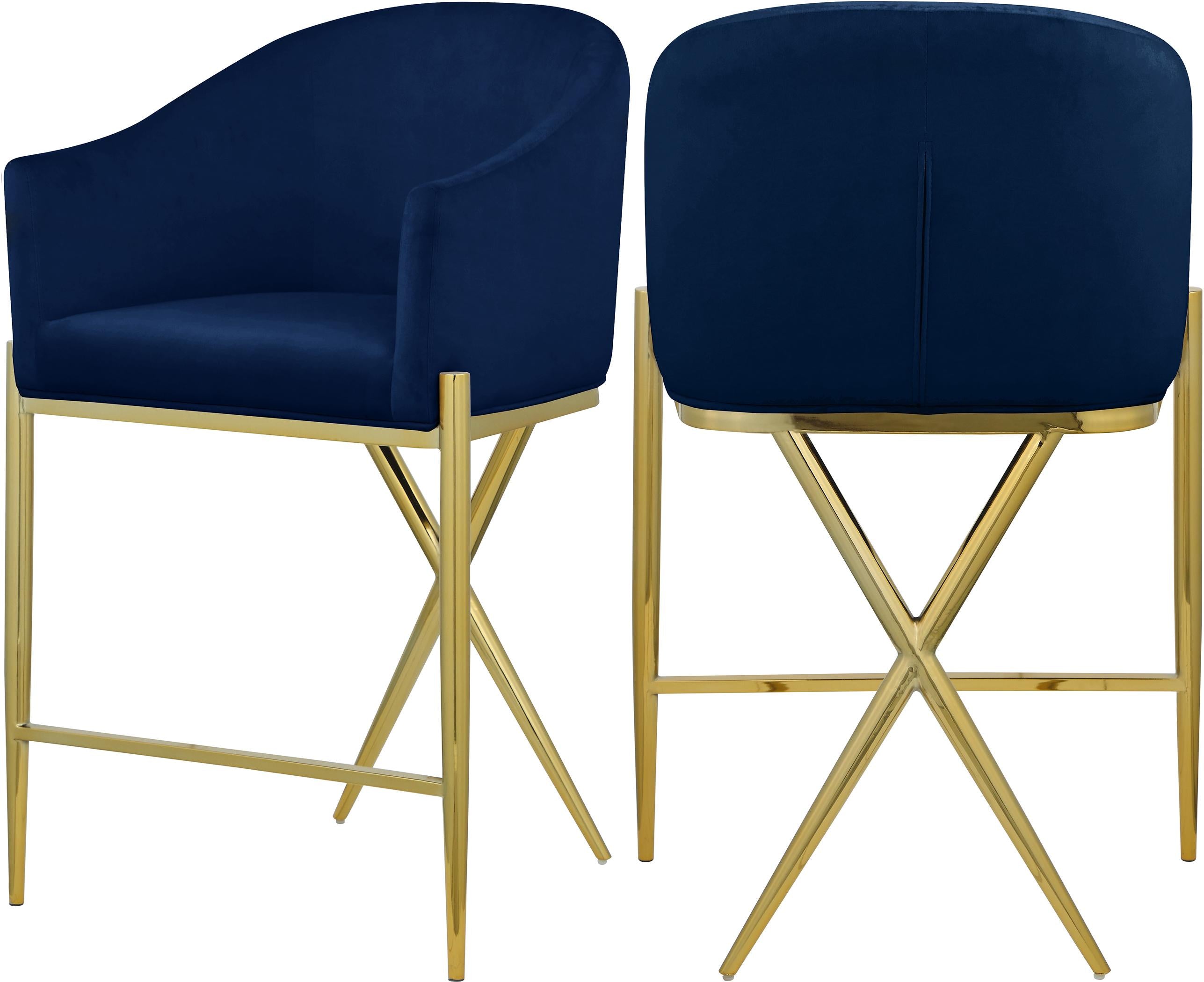 Xavier Navy Velvet Counter Stool - Luxury Home Furniture (MI)