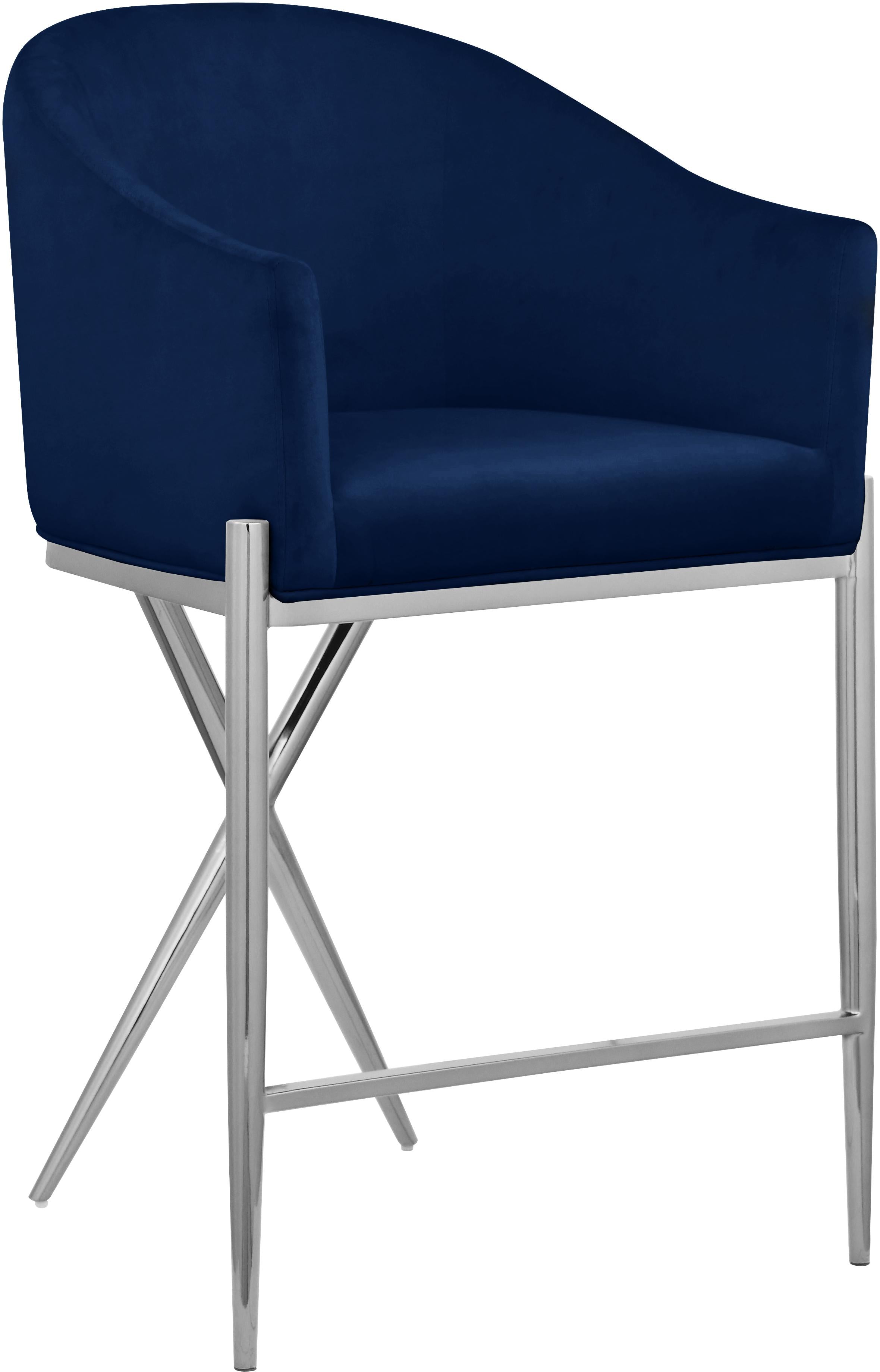 Xavier Navy Velvet Counter Stool - Luxury Home Furniture (MI)