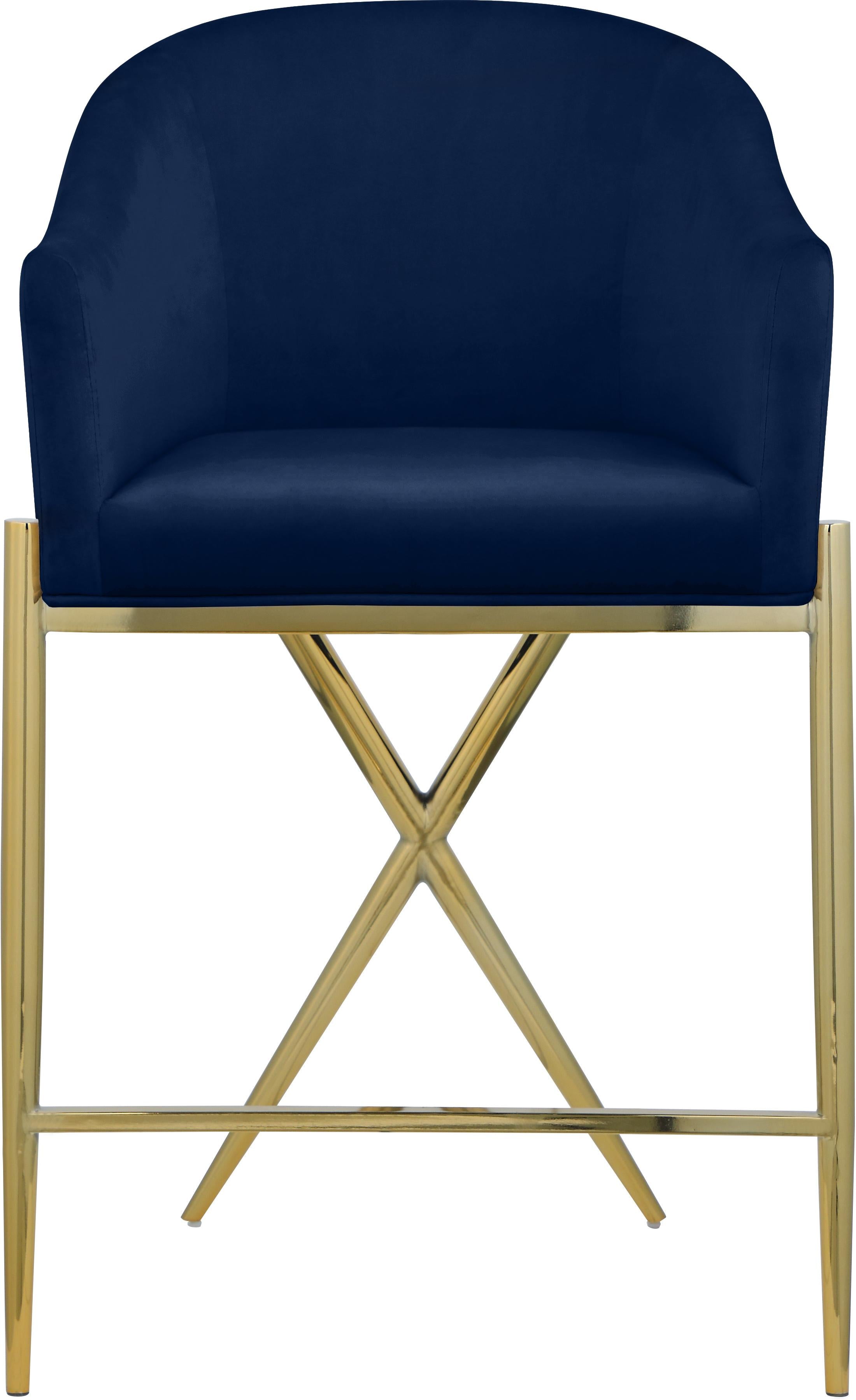Xavier Navy Velvet Counter Stool - Luxury Home Furniture (MI)