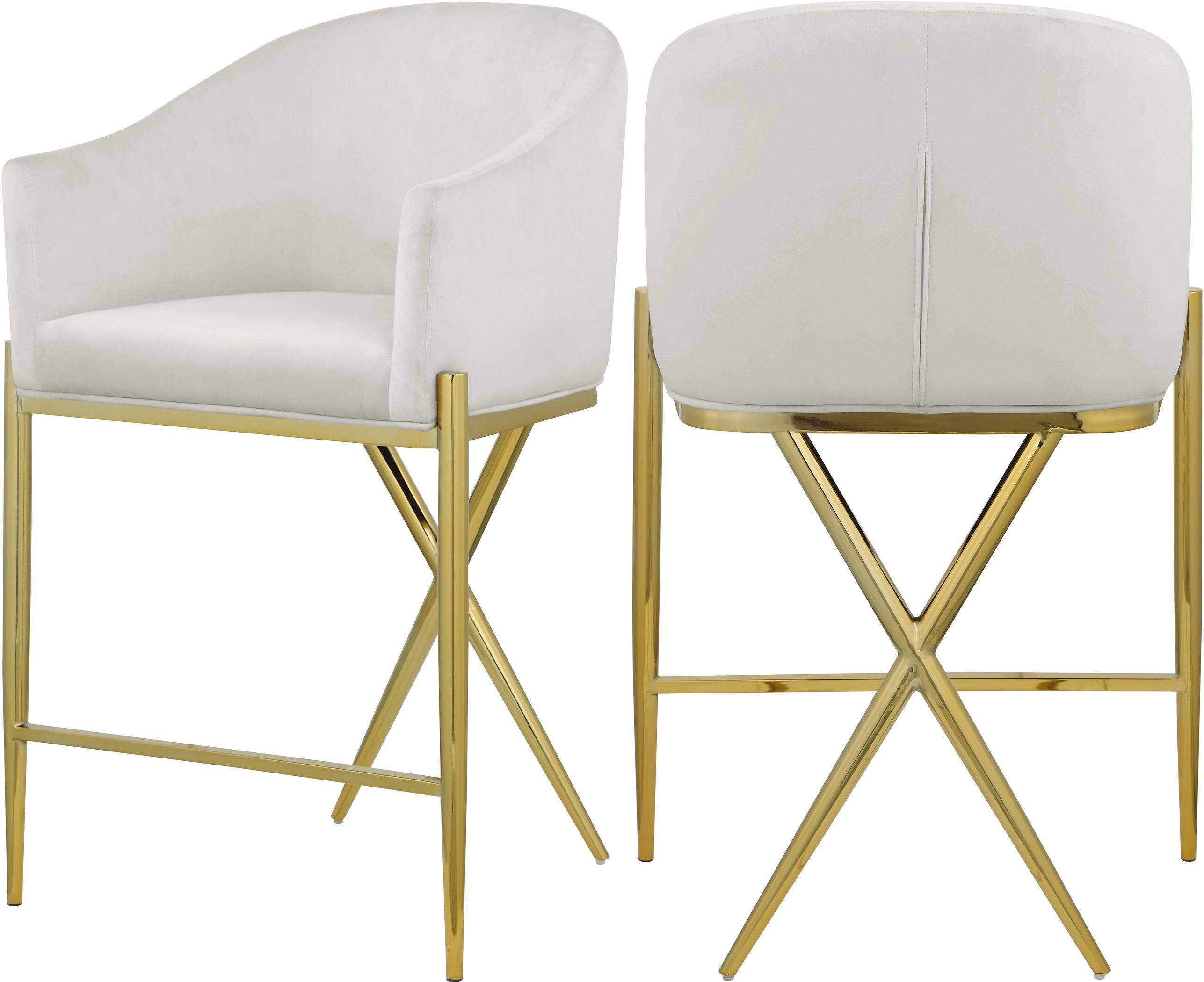 Xavier Cream Velvet Counter Stool - Luxury Home Furniture (MI)