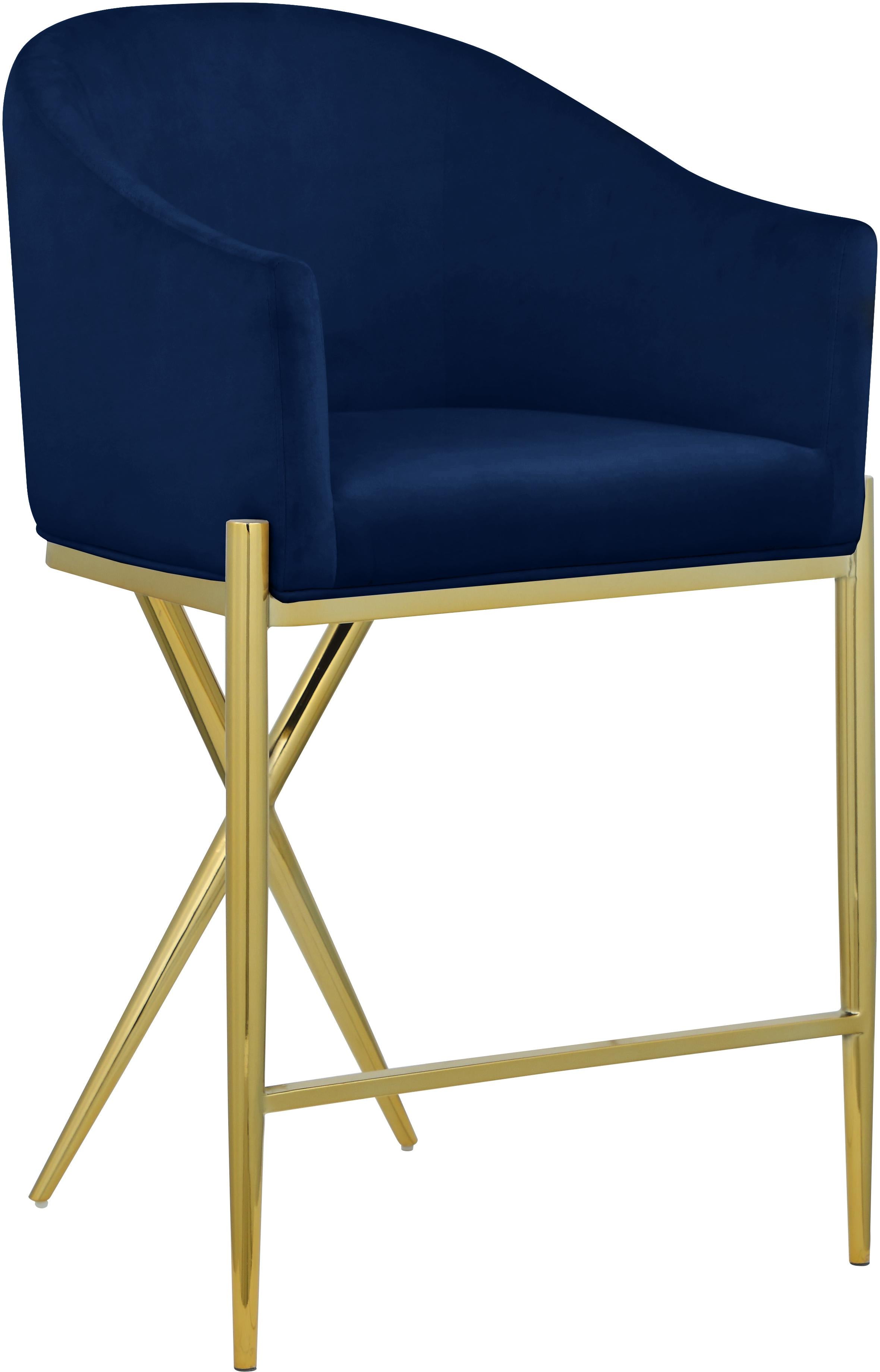 Xavier Navy Velvet Counter Stool - Luxury Home Furniture (MI)