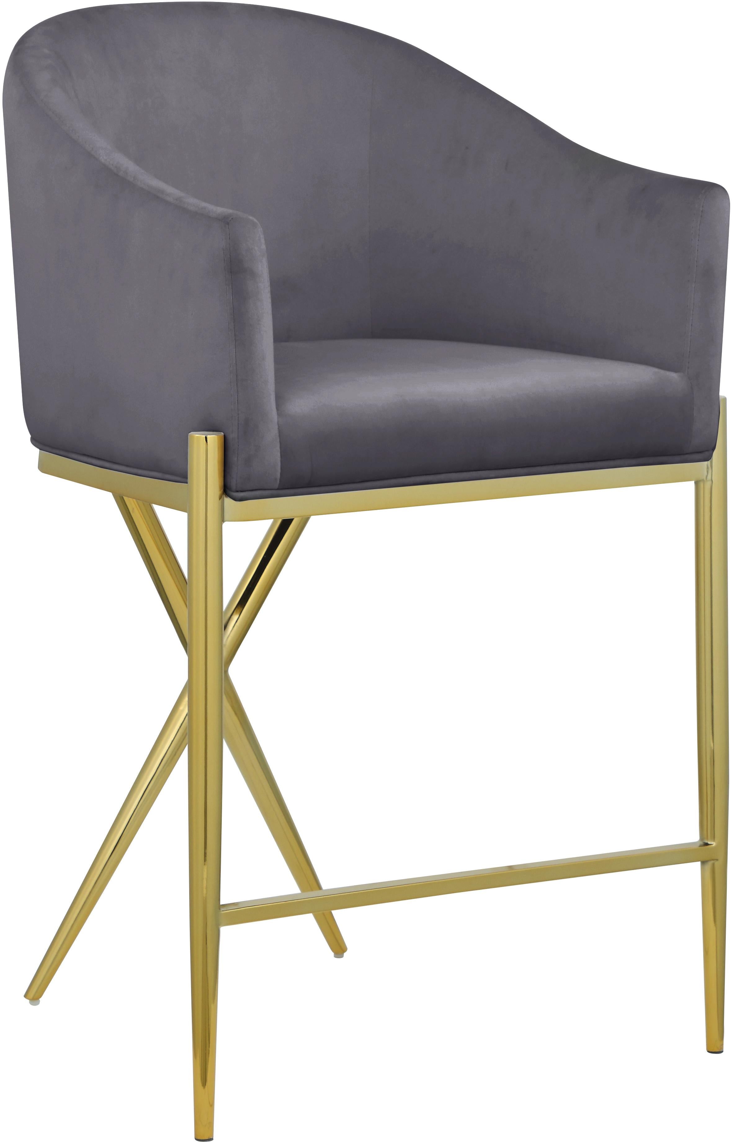 Xavier Grey Velvet Counter Stool - Luxury Home Furniture (MI)