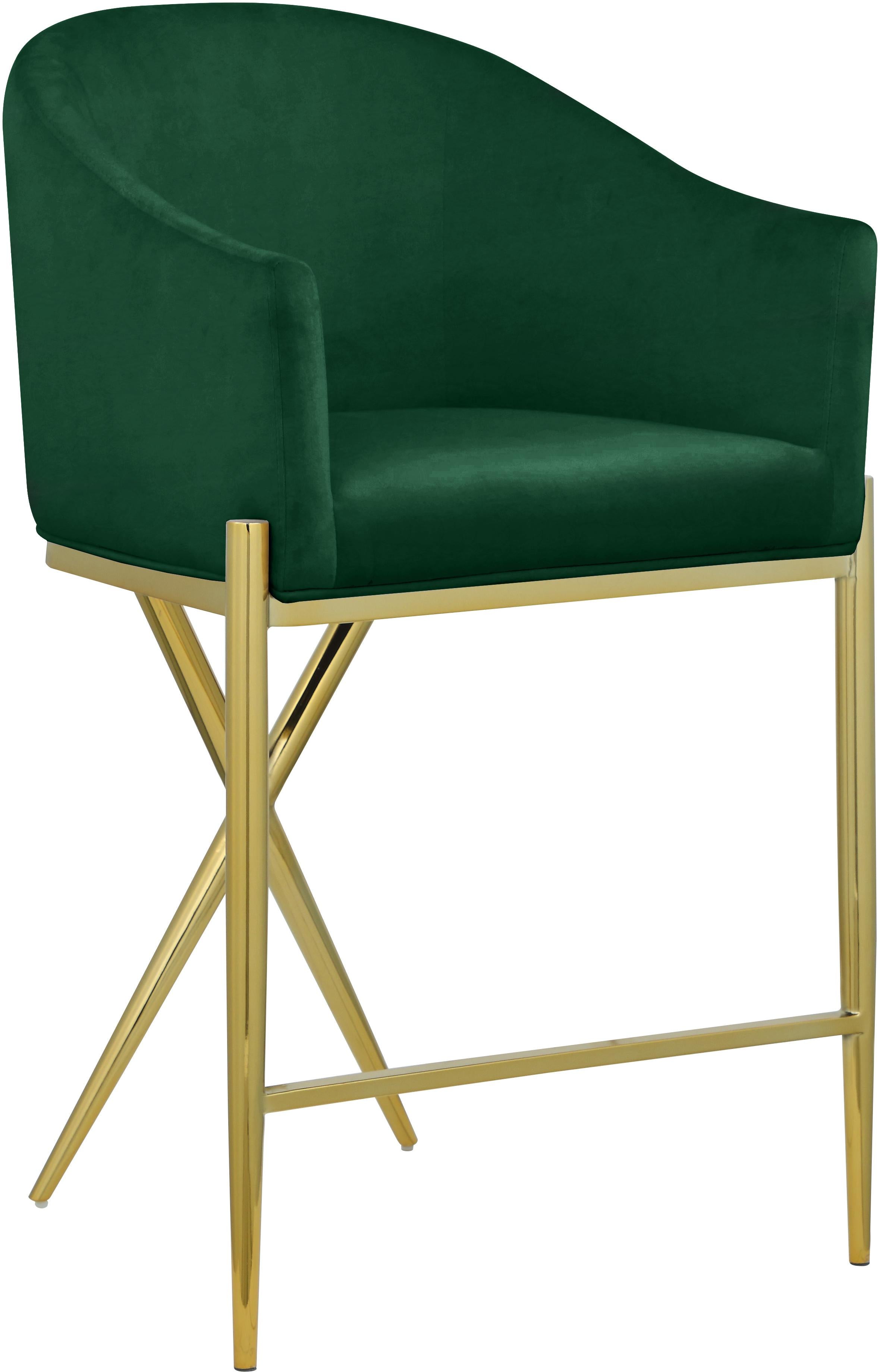 Xavier Green Velvet Counter Stool - Luxury Home Furniture (MI)