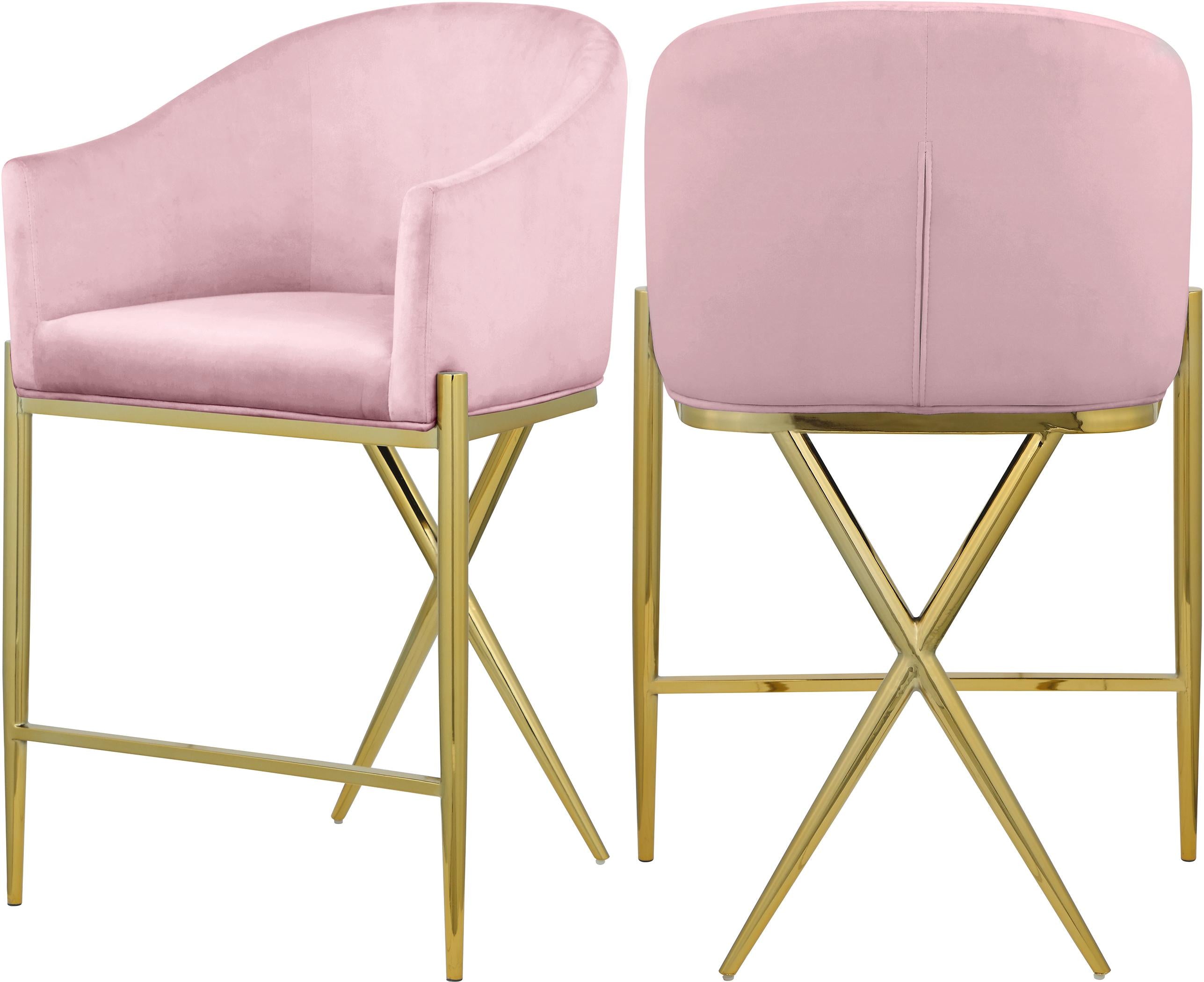 Xavier Pink Velvet Counter Stool - Luxury Home Furniture (MI)