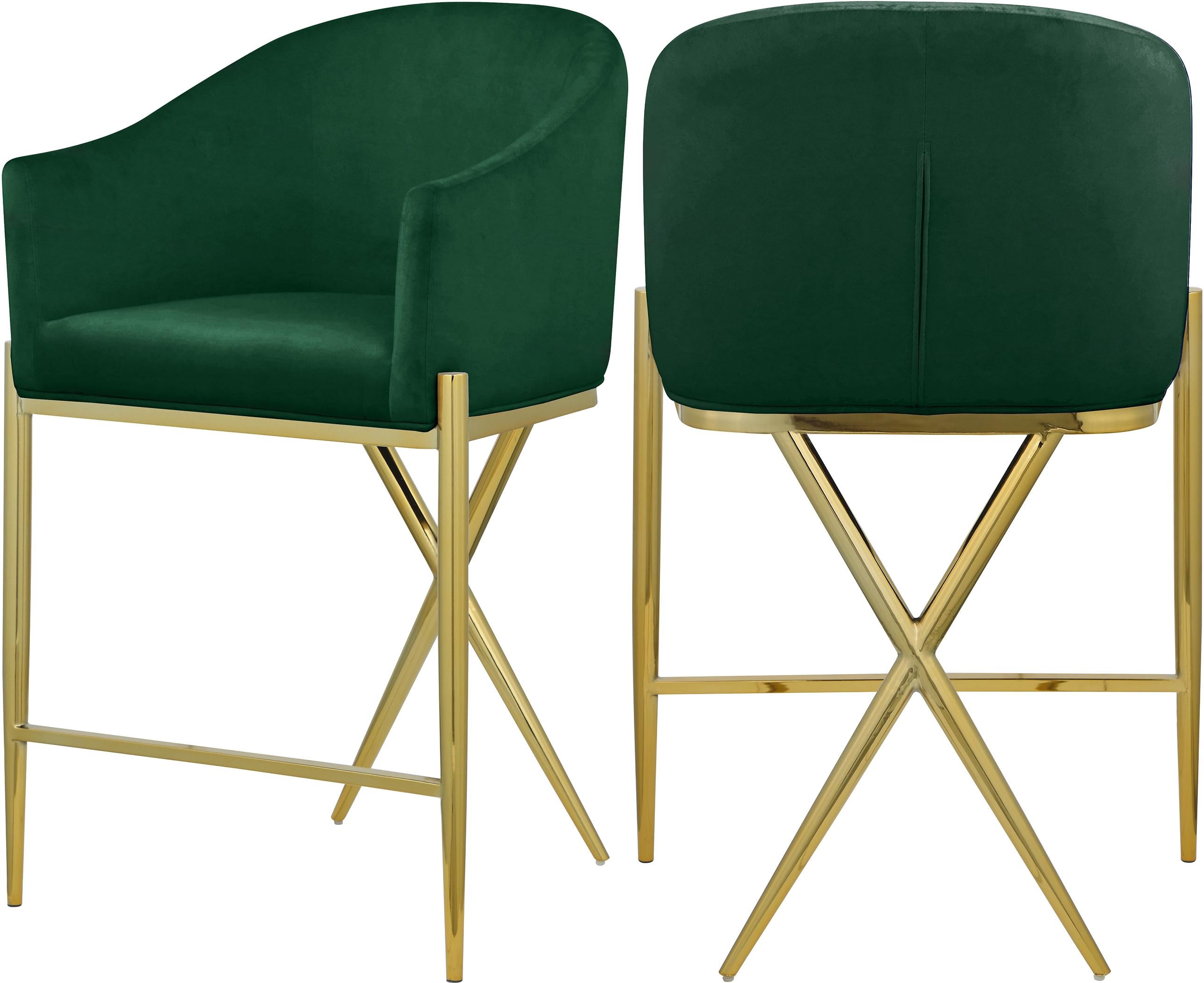 Xavier Green Velvet Counter Stool - Luxury Home Furniture (MI)