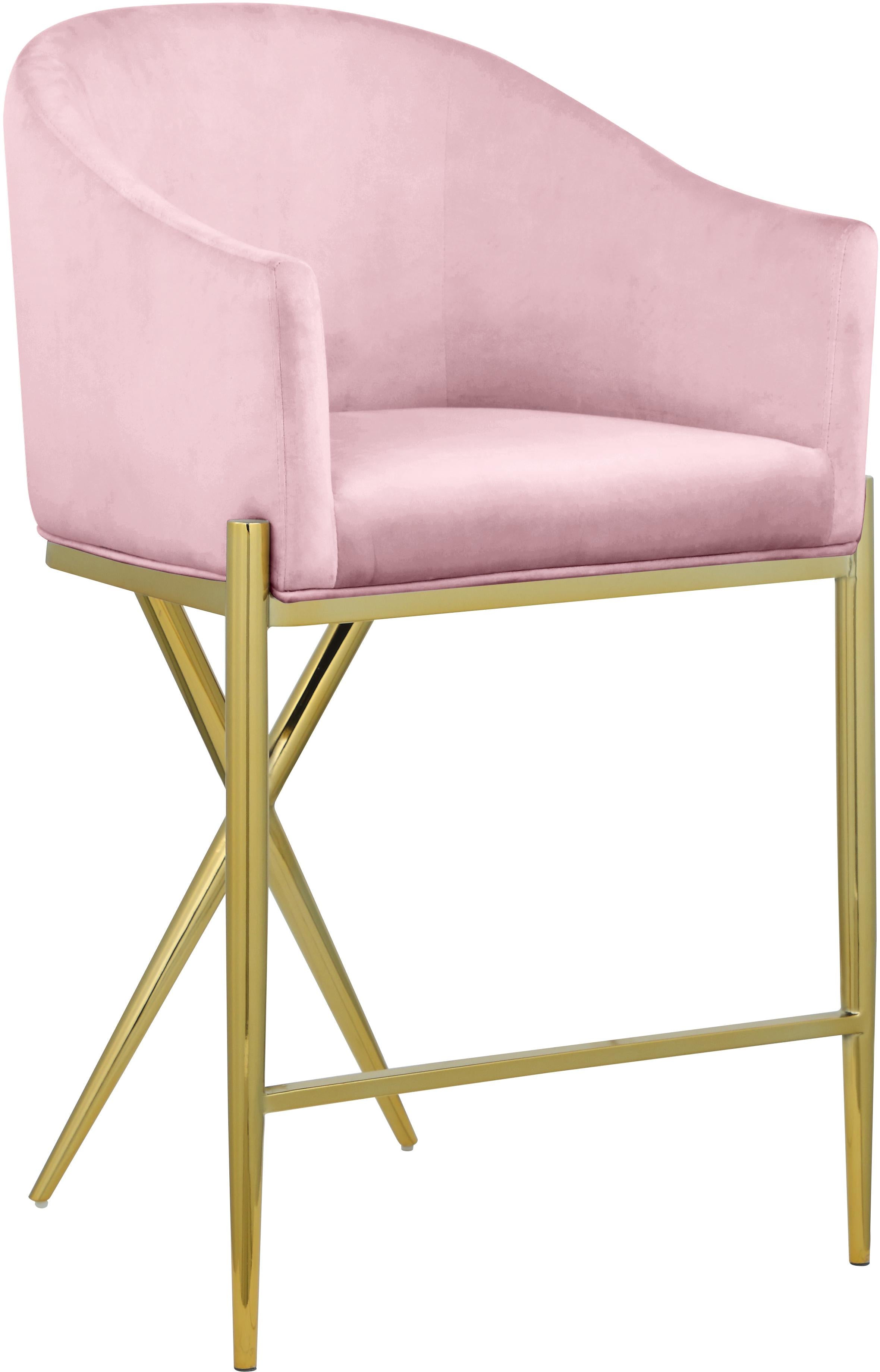 Xavier Pink Velvet Counter Stool - Luxury Home Furniture (MI)