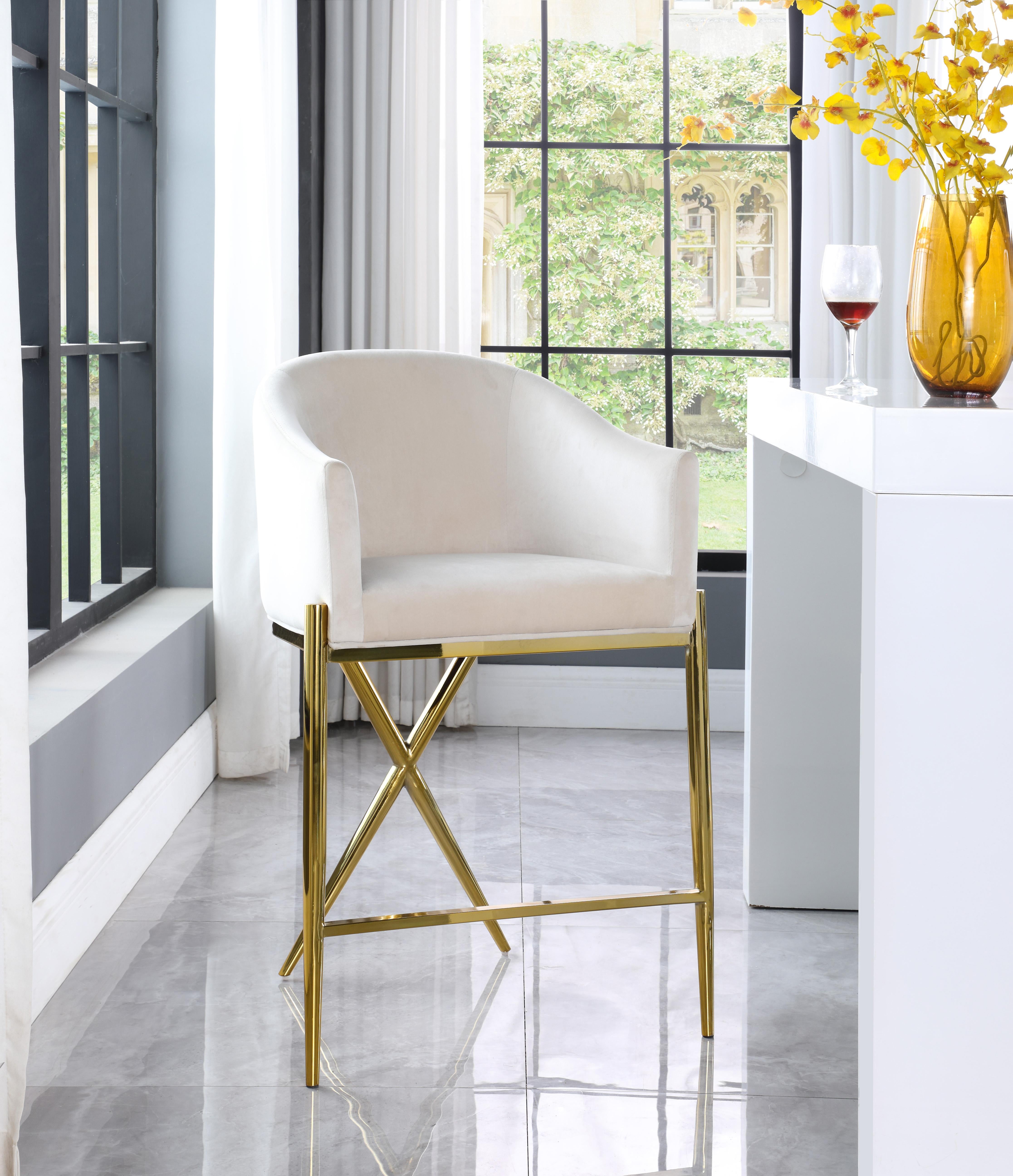 Xavier Cream Velvet Counter Stool - Luxury Home Furniture (MI)