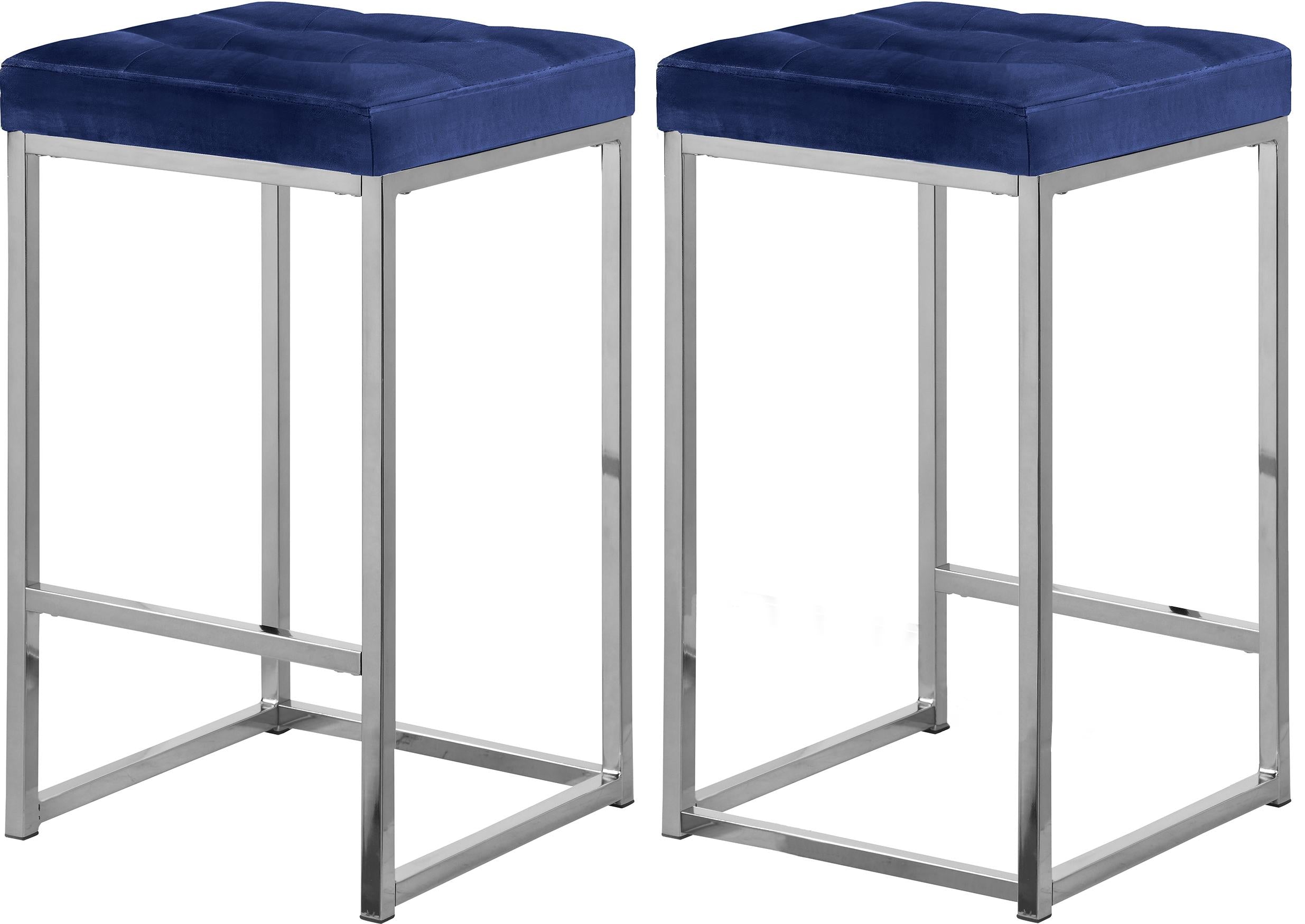 Nicola Navy Velvet Stool - Luxury Home Furniture (MI)