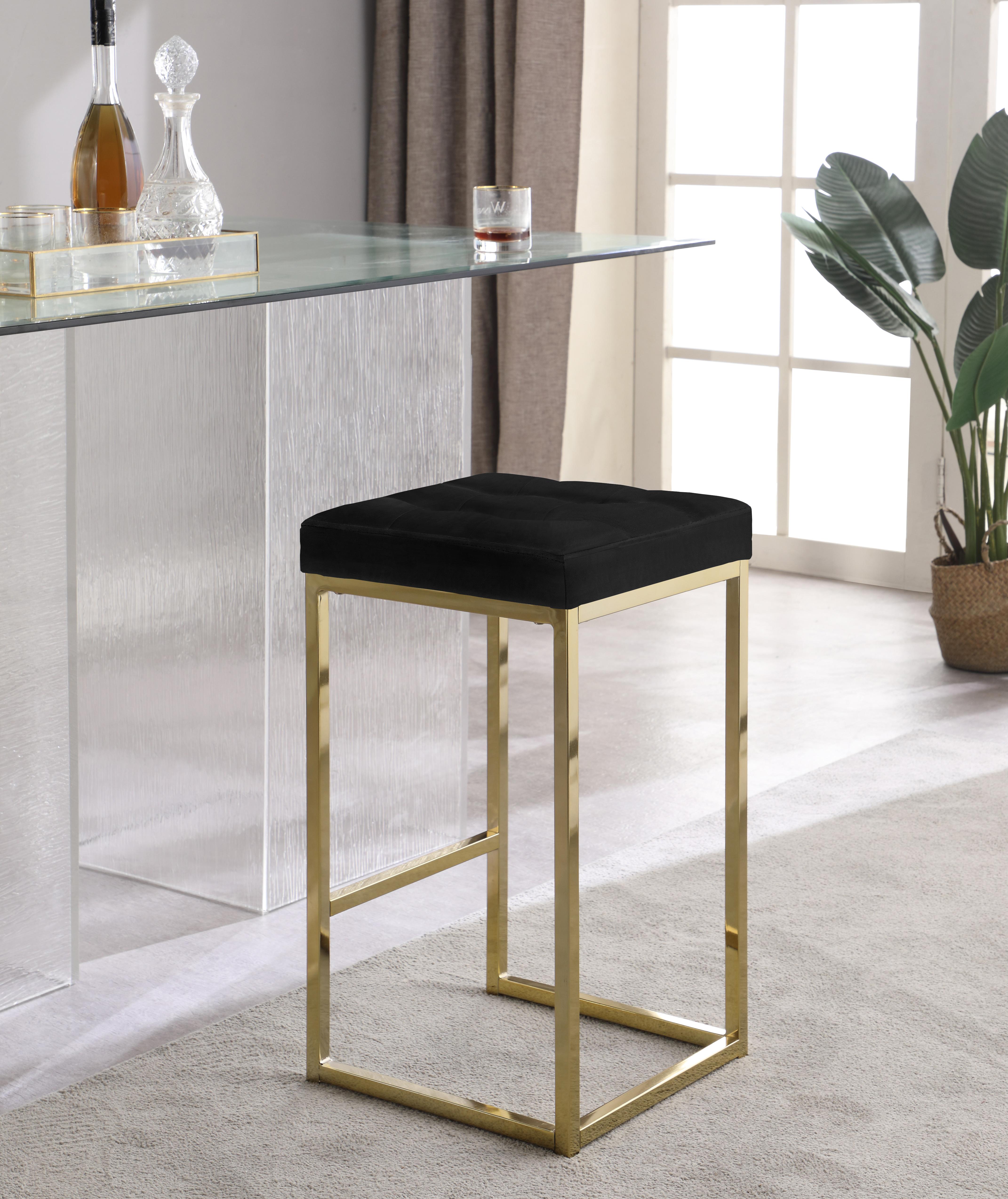 Nicola Black Velvet Stool - Luxury Home Furniture (MI)