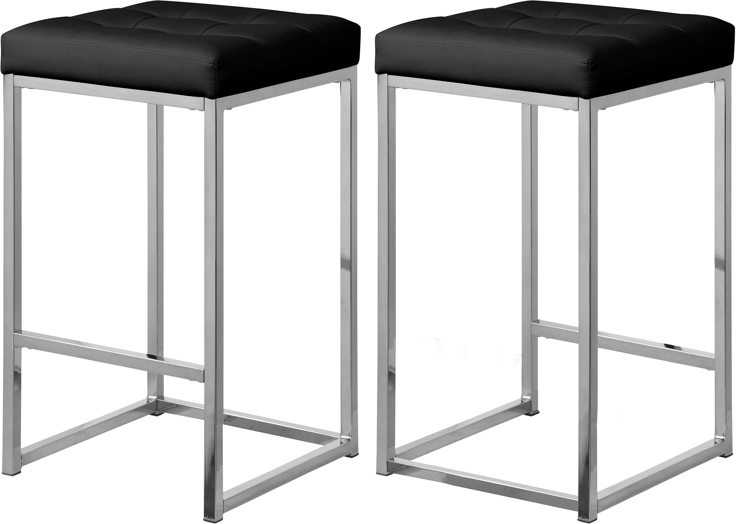 Nicola Black Faux Leather Stool - Luxury Home Furniture (MI)