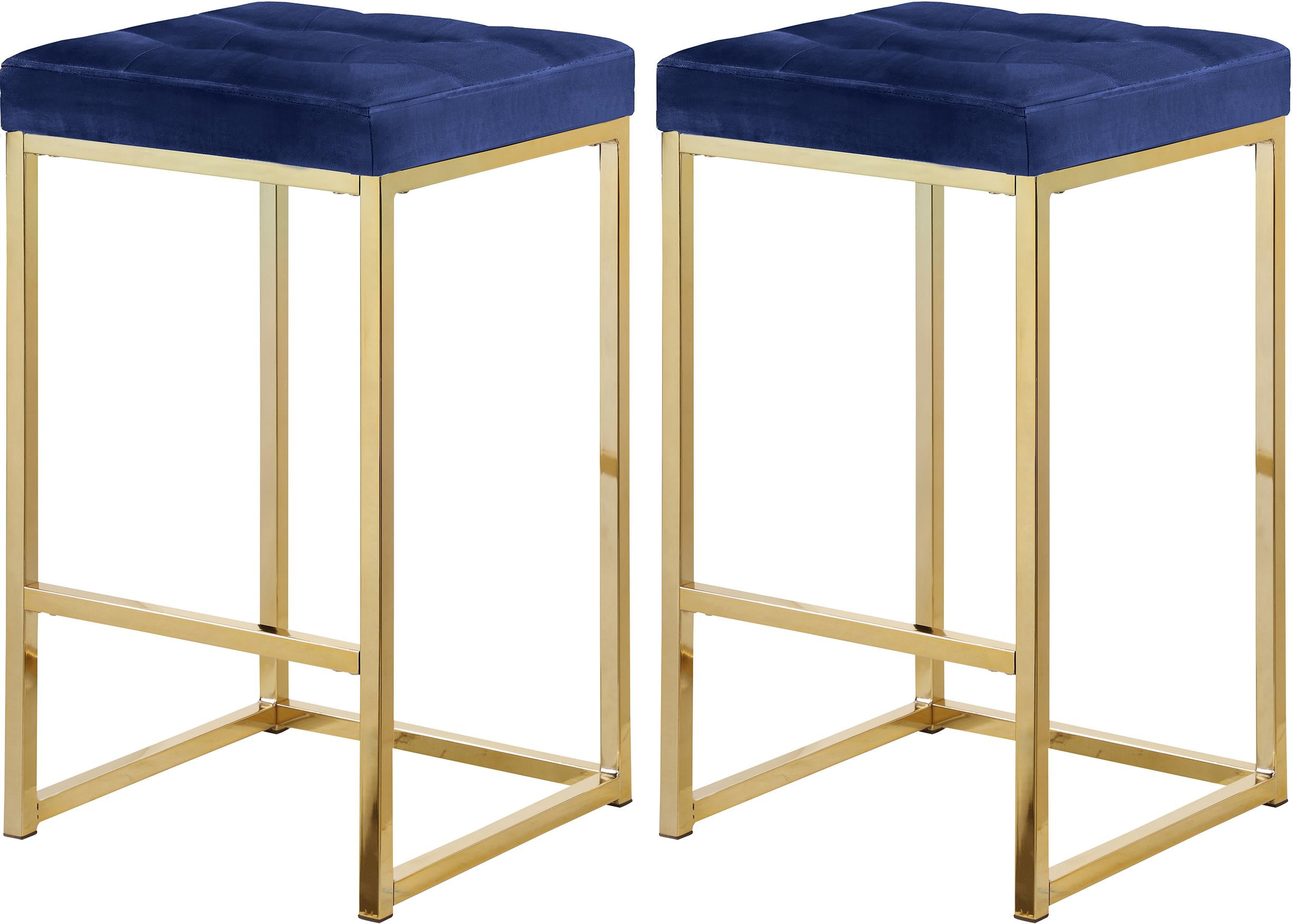 Nicola Navy Velvet Stool - Luxury Home Furniture (MI)