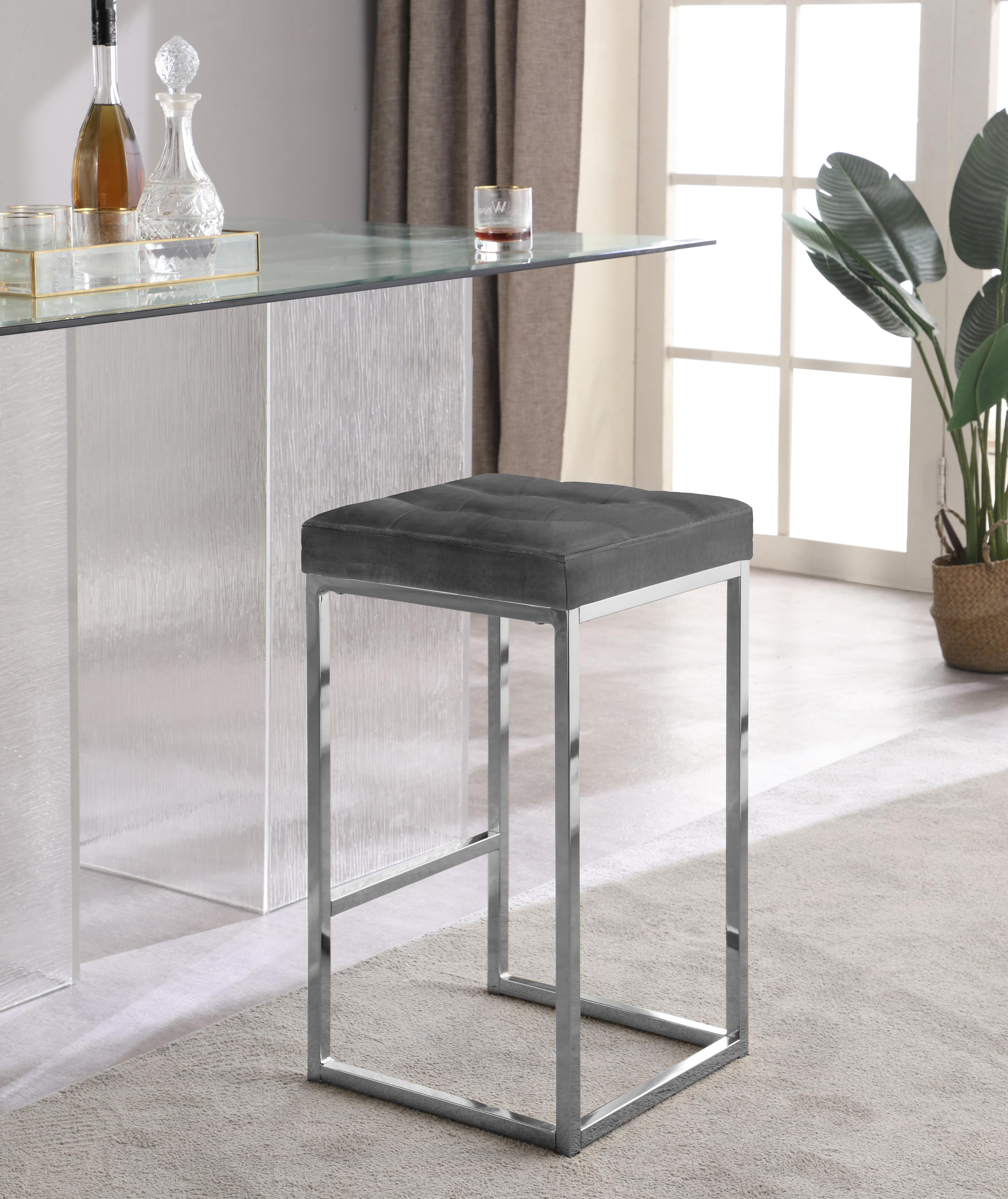 Nicola Grey Velvet Stool - Luxury Home Furniture (MI)