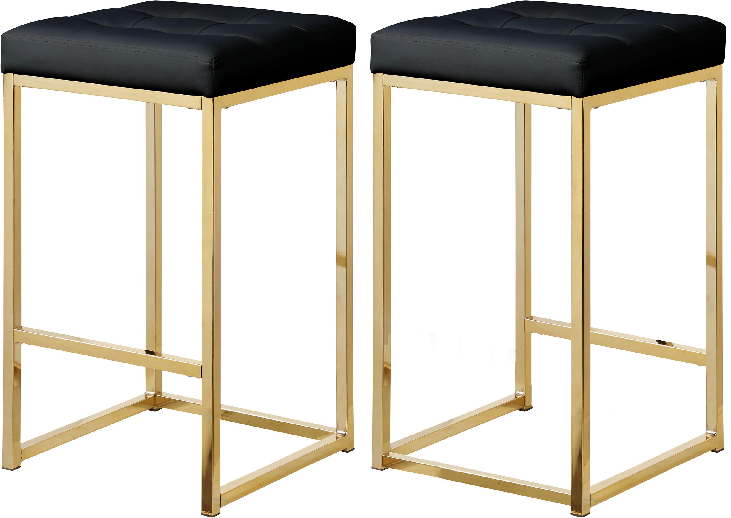Nicola Black Faux Leather Stool - Luxury Home Furniture (MI)