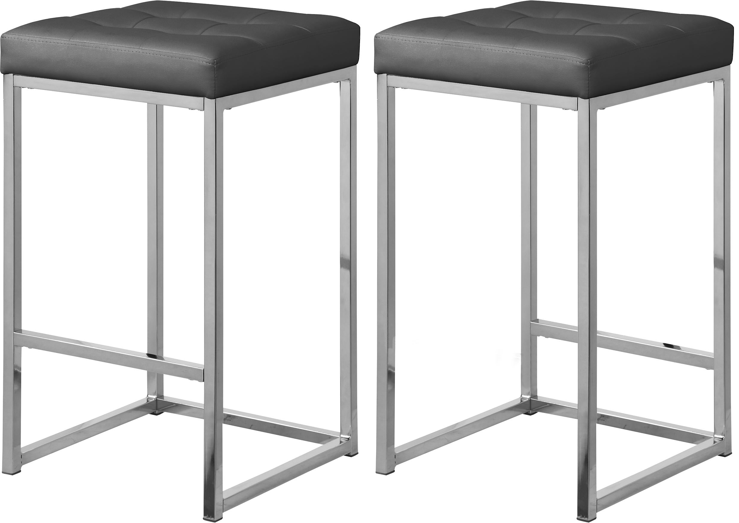 Nicola Grey Faux Leather Stool - Luxury Home Furniture (MI)