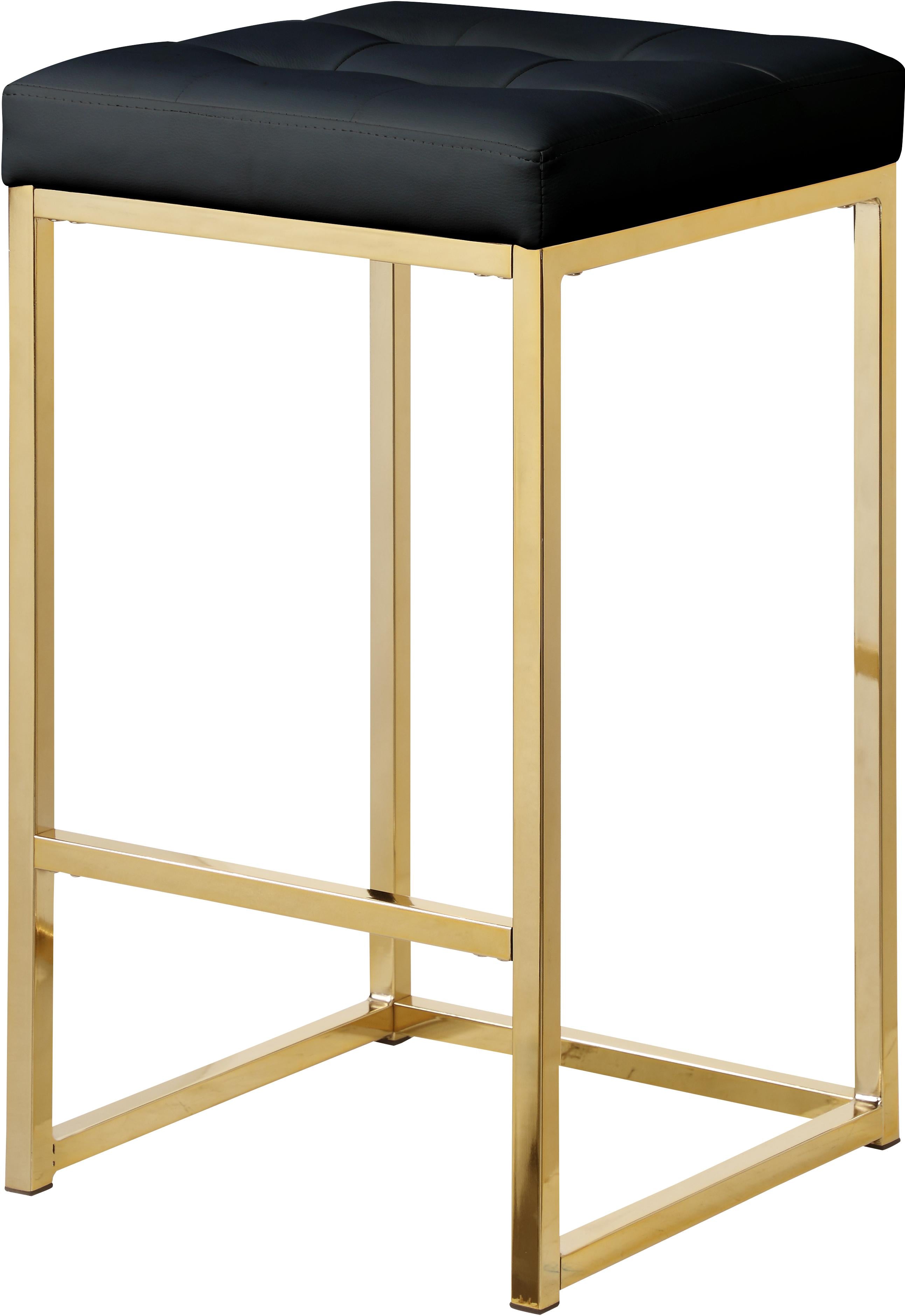 Nicola Black Faux Leather Stool - Luxury Home Furniture (MI)
