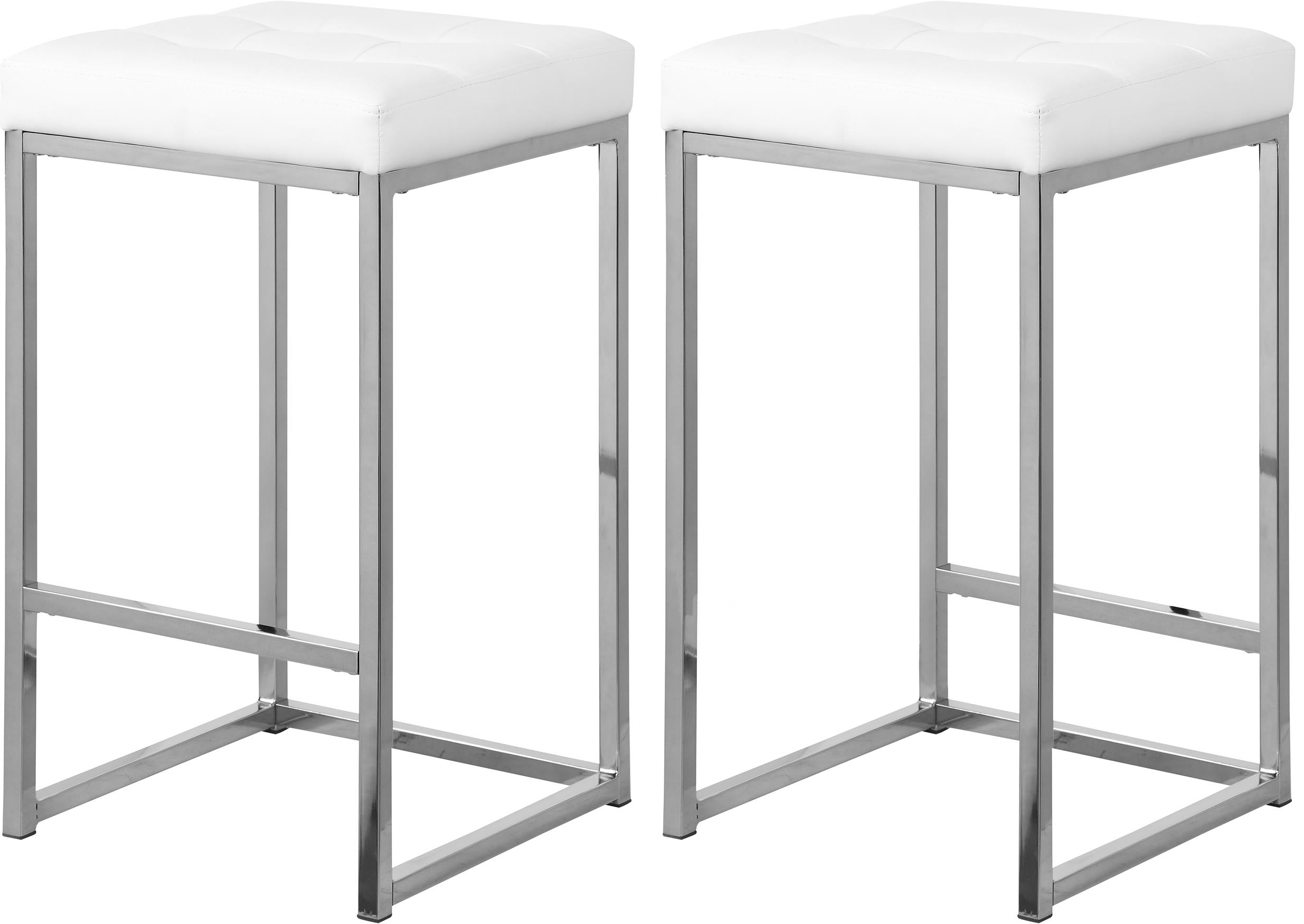 Nicola White Faux Leather Stool - Luxury Home Furniture (MI)