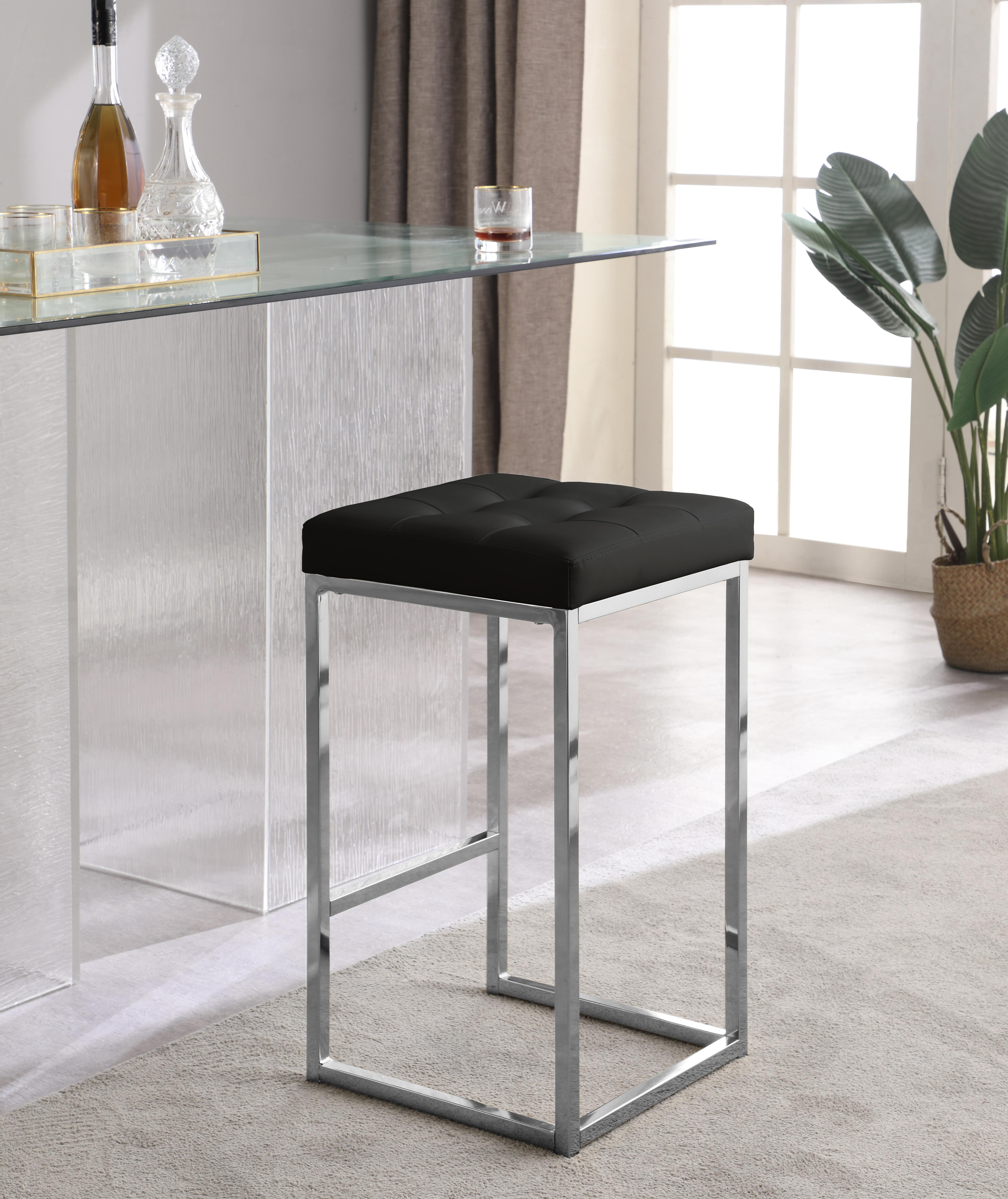 Nicola Black Faux Leather Stool - Luxury Home Furniture (MI)