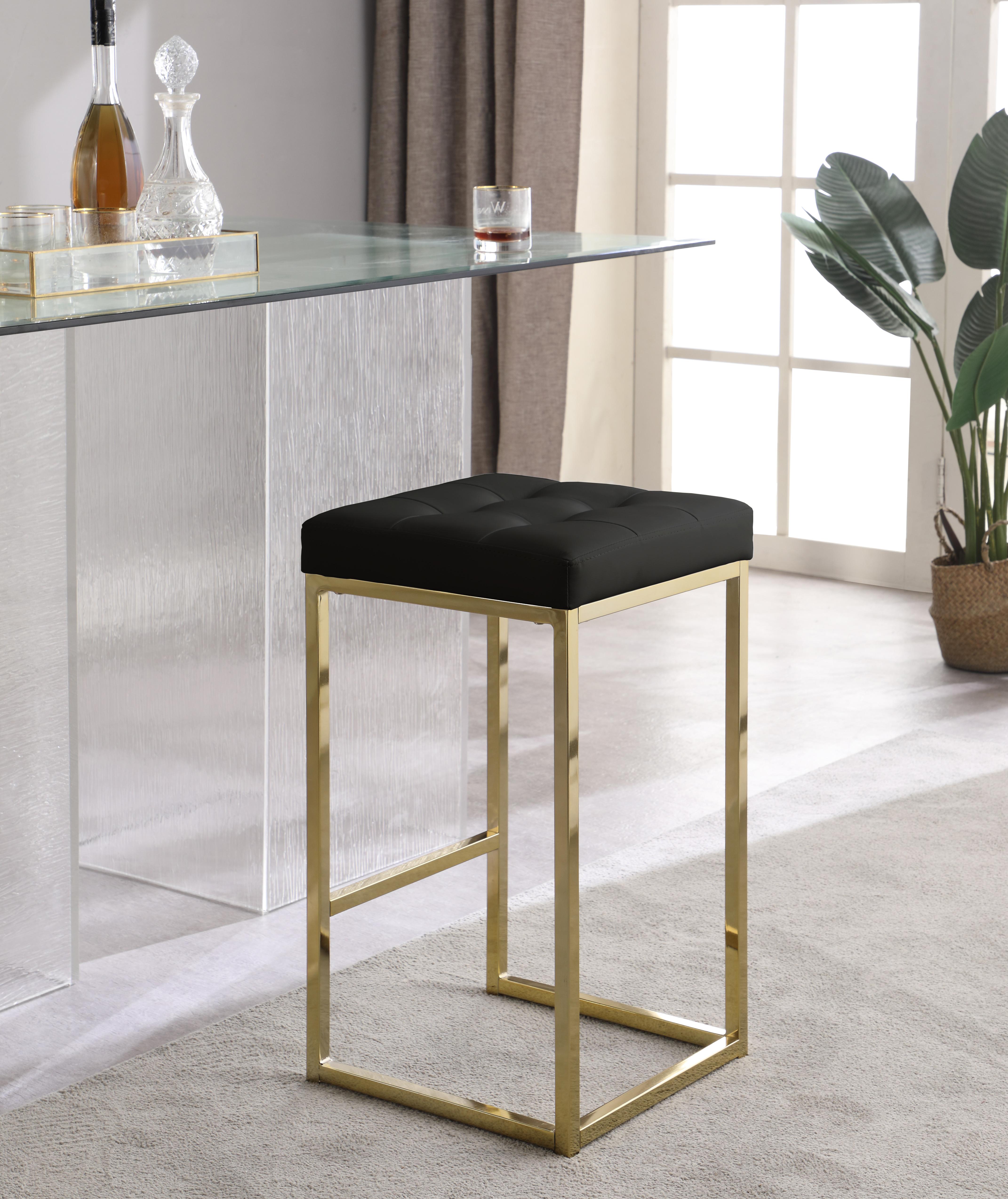 Nicola Black Faux Leather Stool - Luxury Home Furniture (MI)