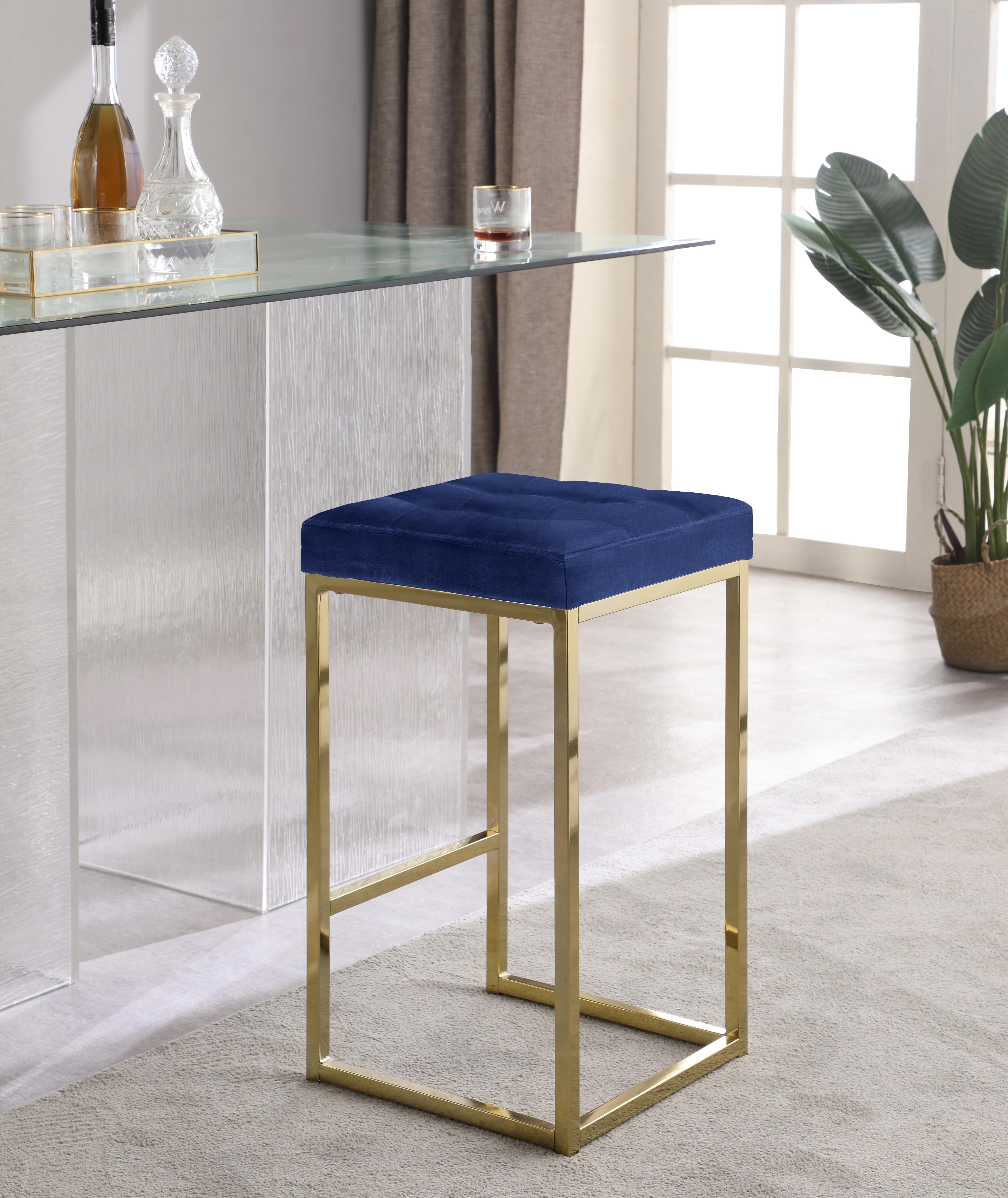 Nicola Navy Velvet Stool - Luxury Home Furniture (MI)