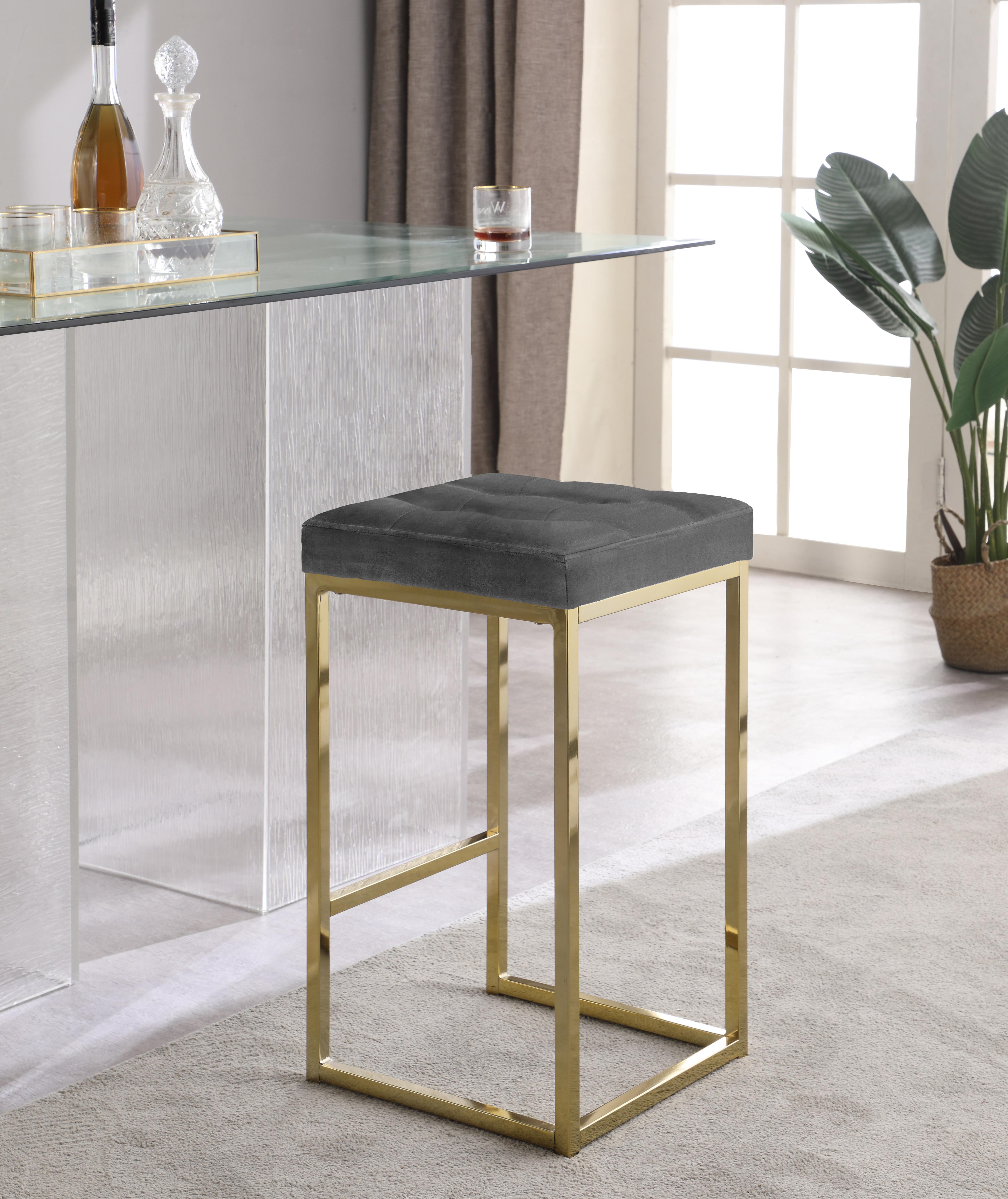 Nicola Grey Velvet Stool - Luxury Home Furniture (MI)