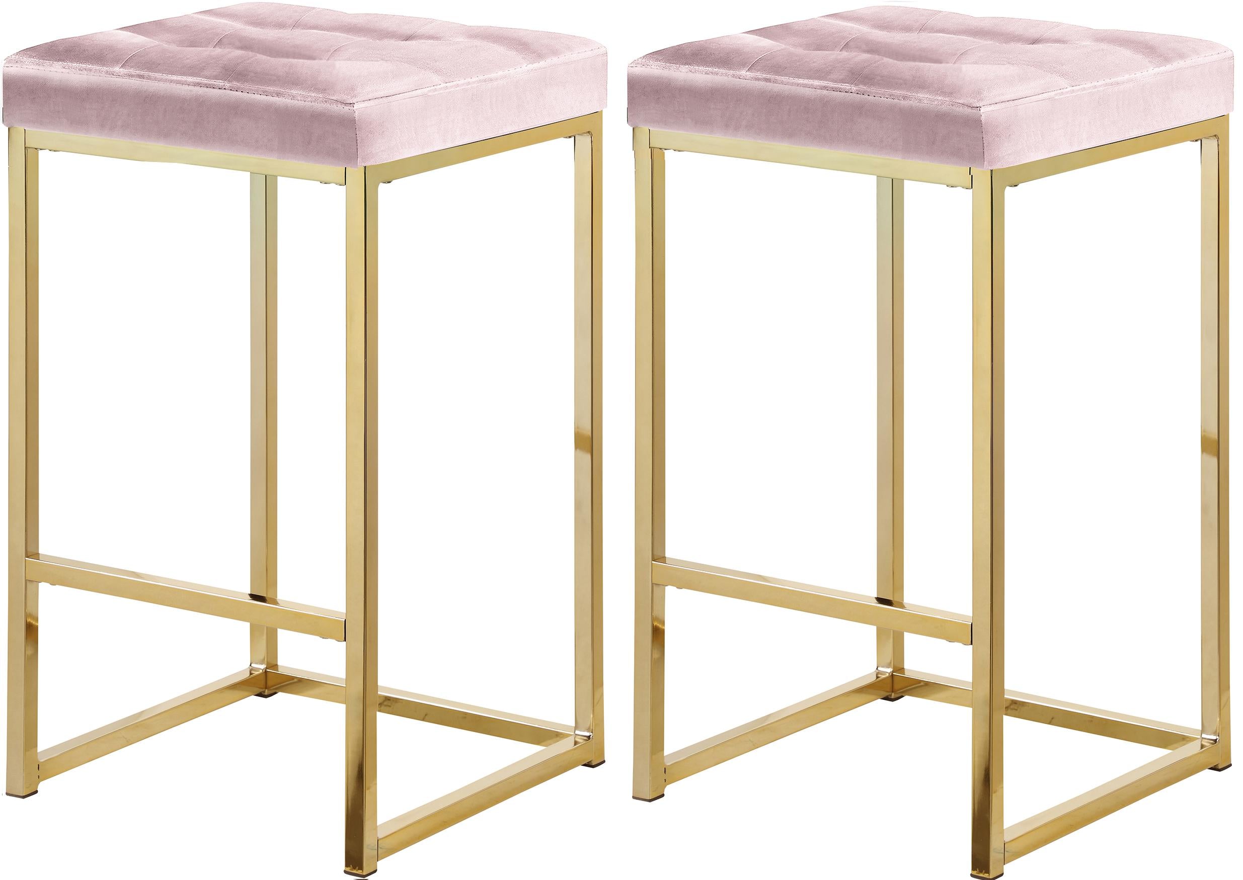 Nicola Pink Velvet Stool - Luxury Home Furniture (MI)
