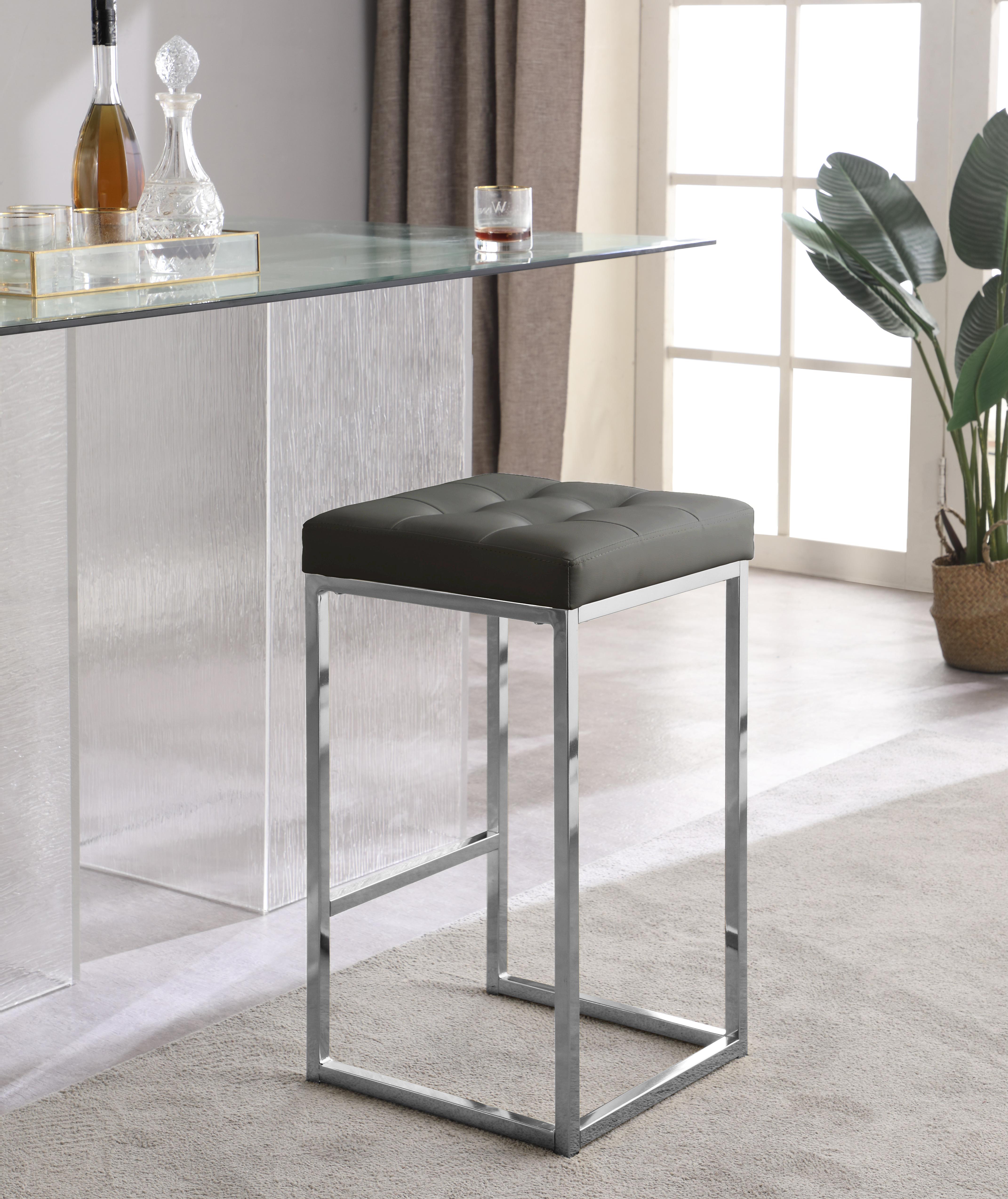 Nicola Grey Faux Leather Stool - Luxury Home Furniture (MI)