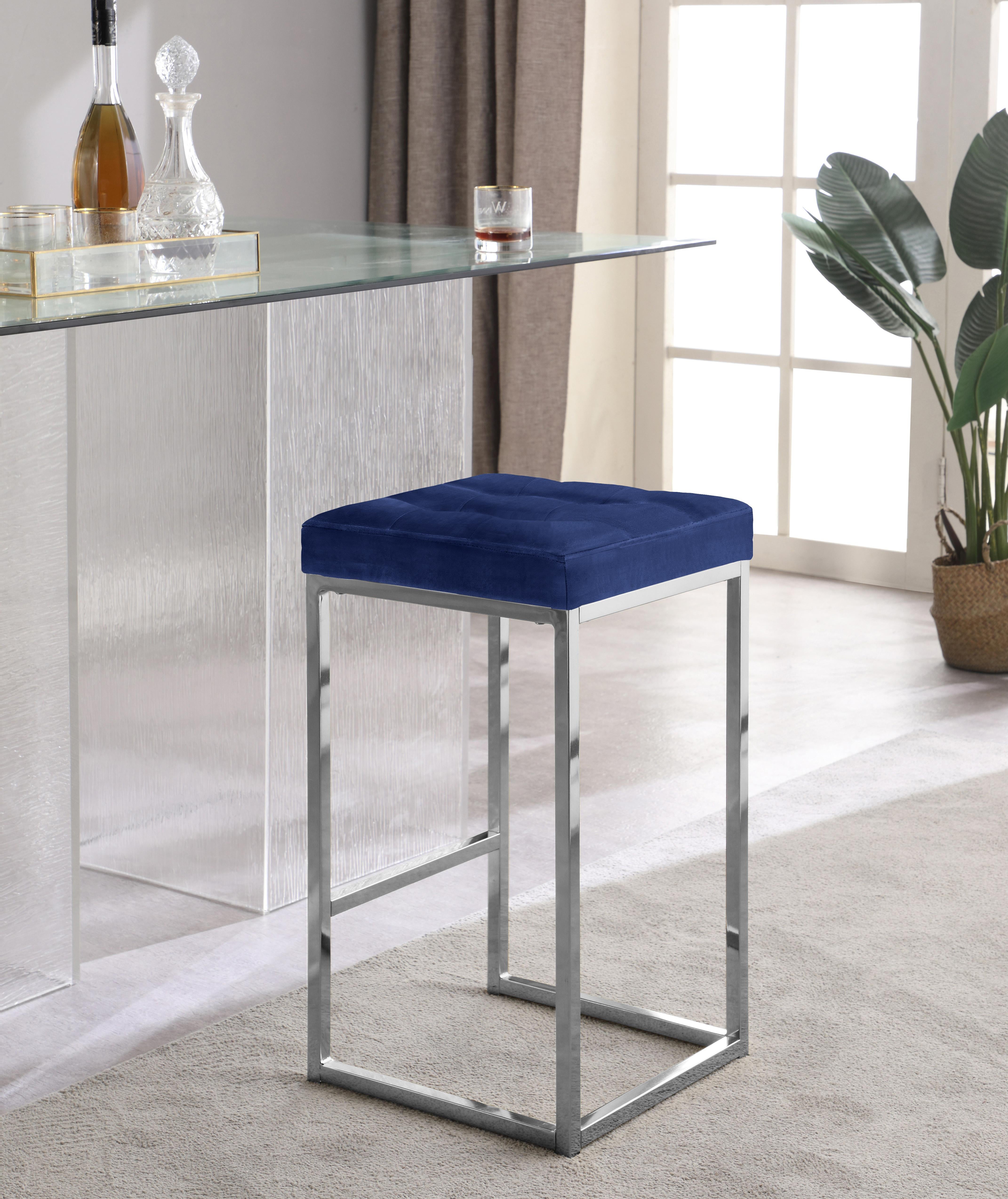 Nicola Navy Velvet Stool - Luxury Home Furniture (MI)