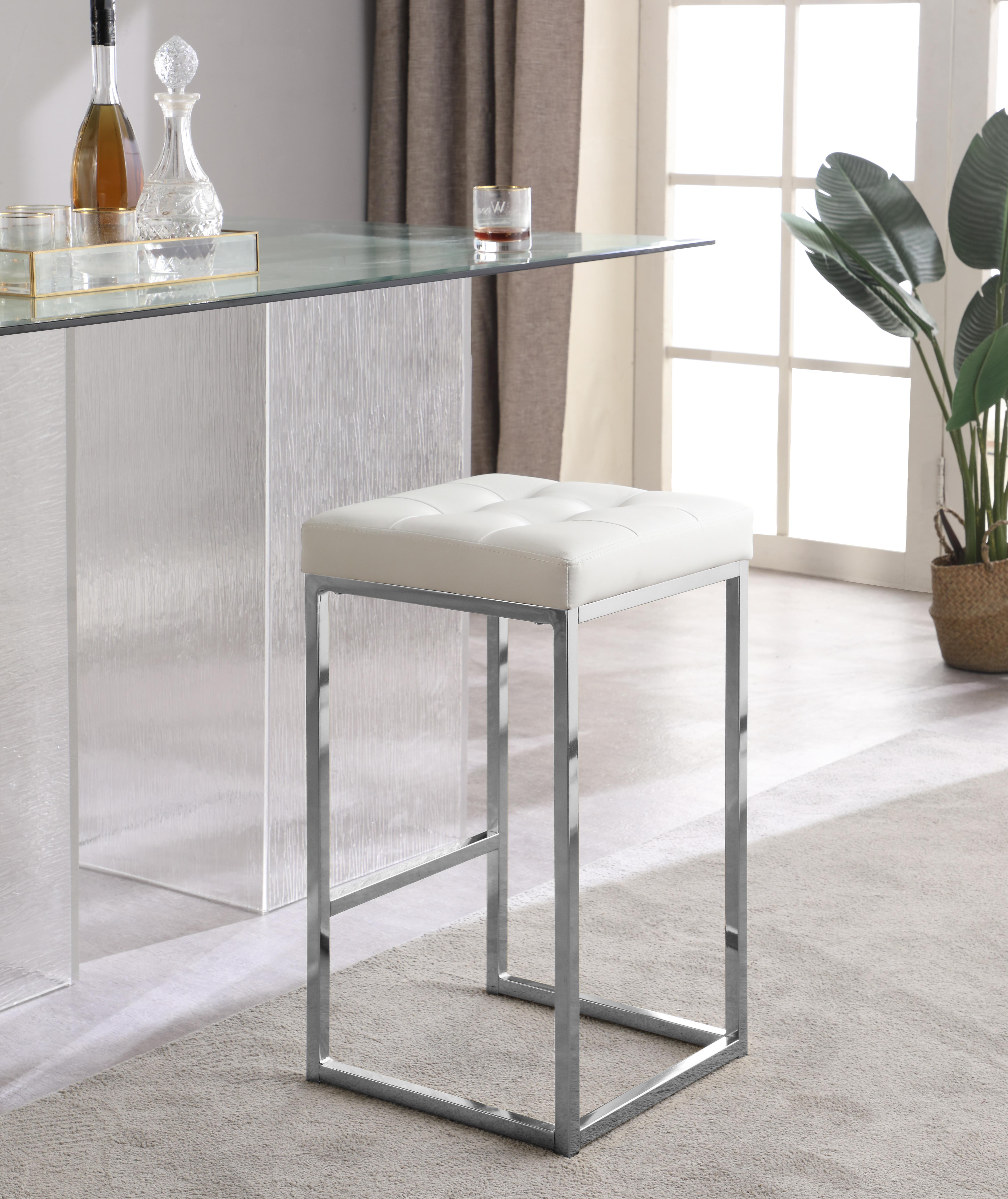Nicola White Faux Leather Stool - Luxury Home Furniture (MI)