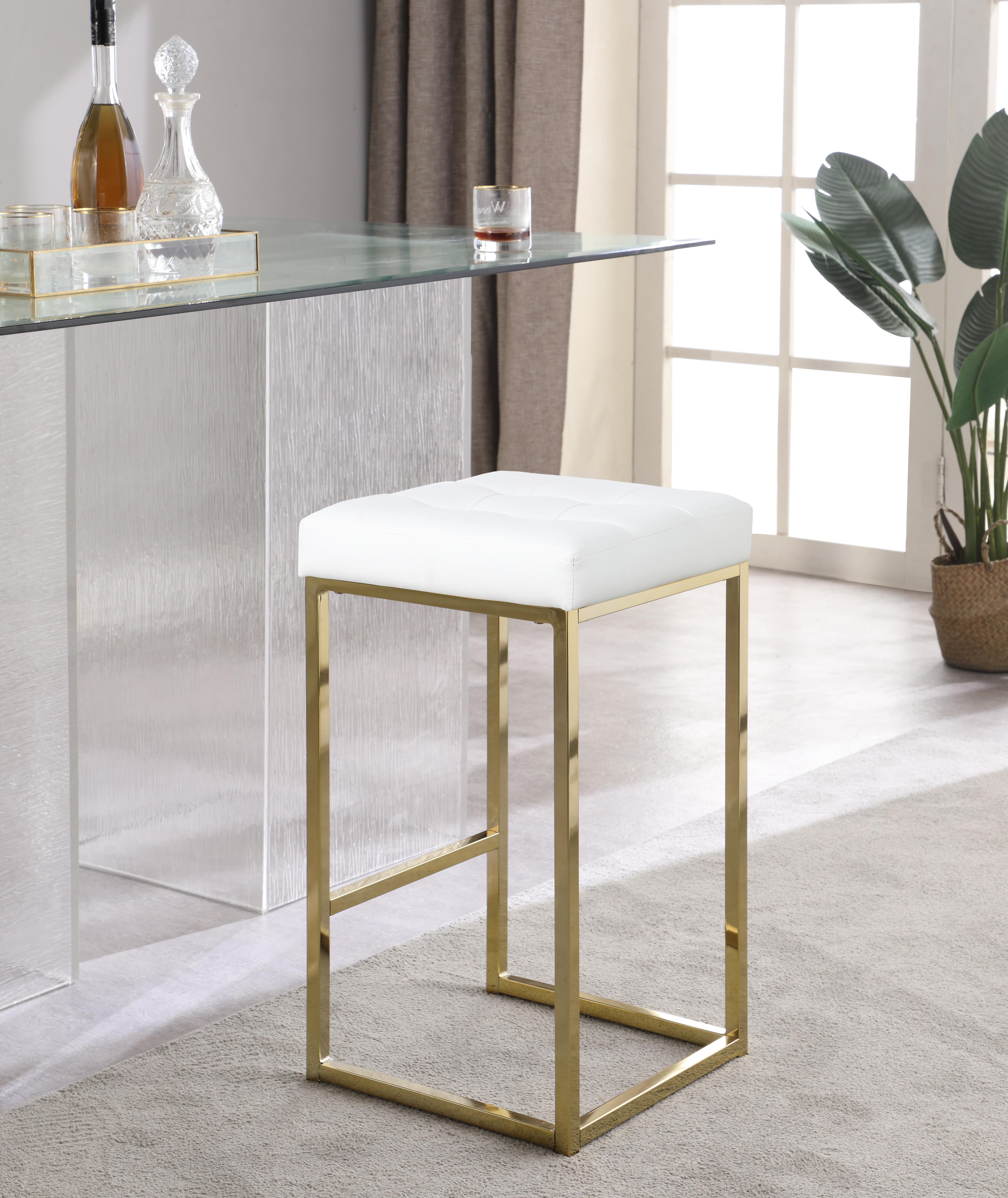 Nicola White Faux Leather Stool - Luxury Home Furniture (MI)