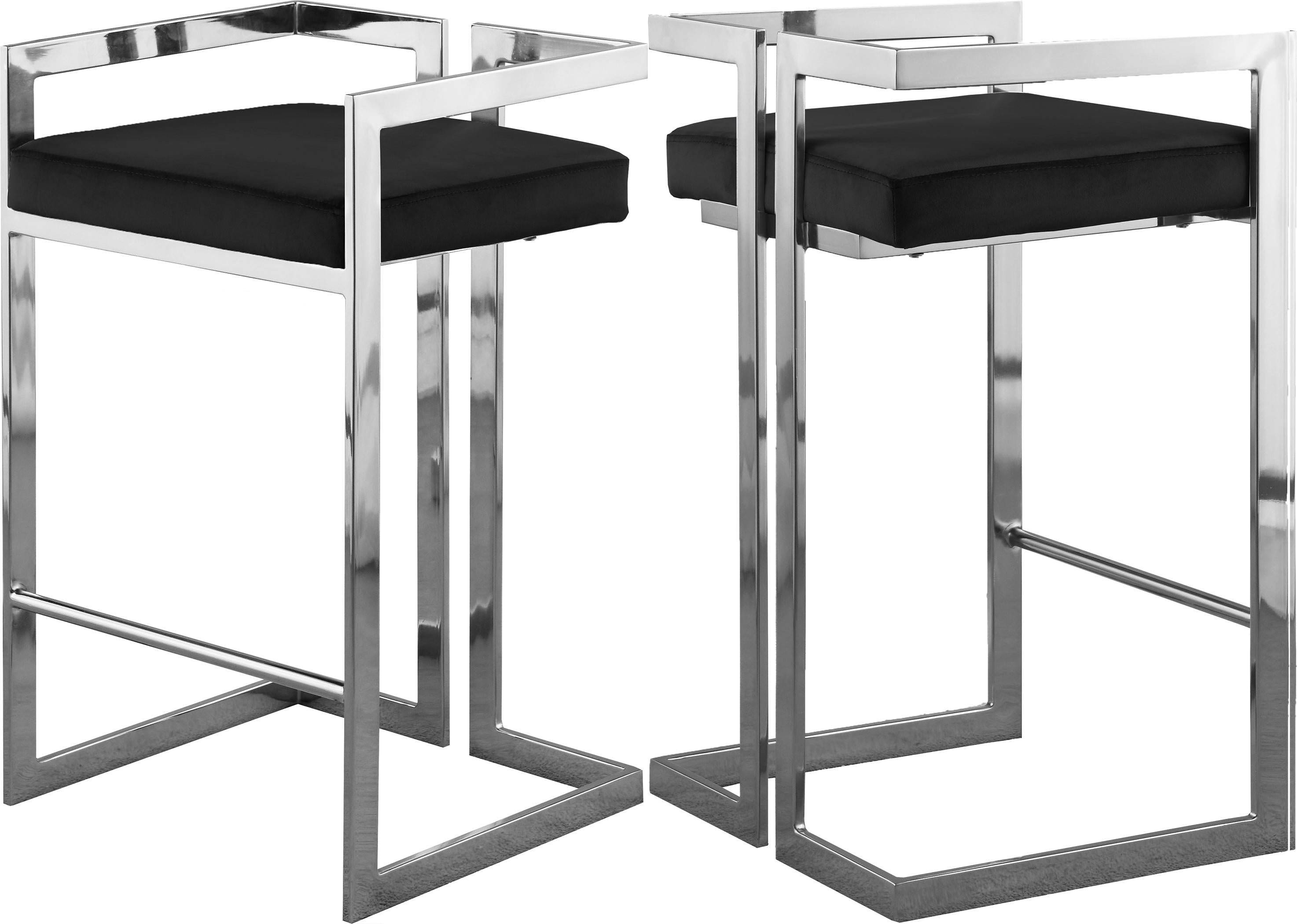Ezra Black Velvet Stool