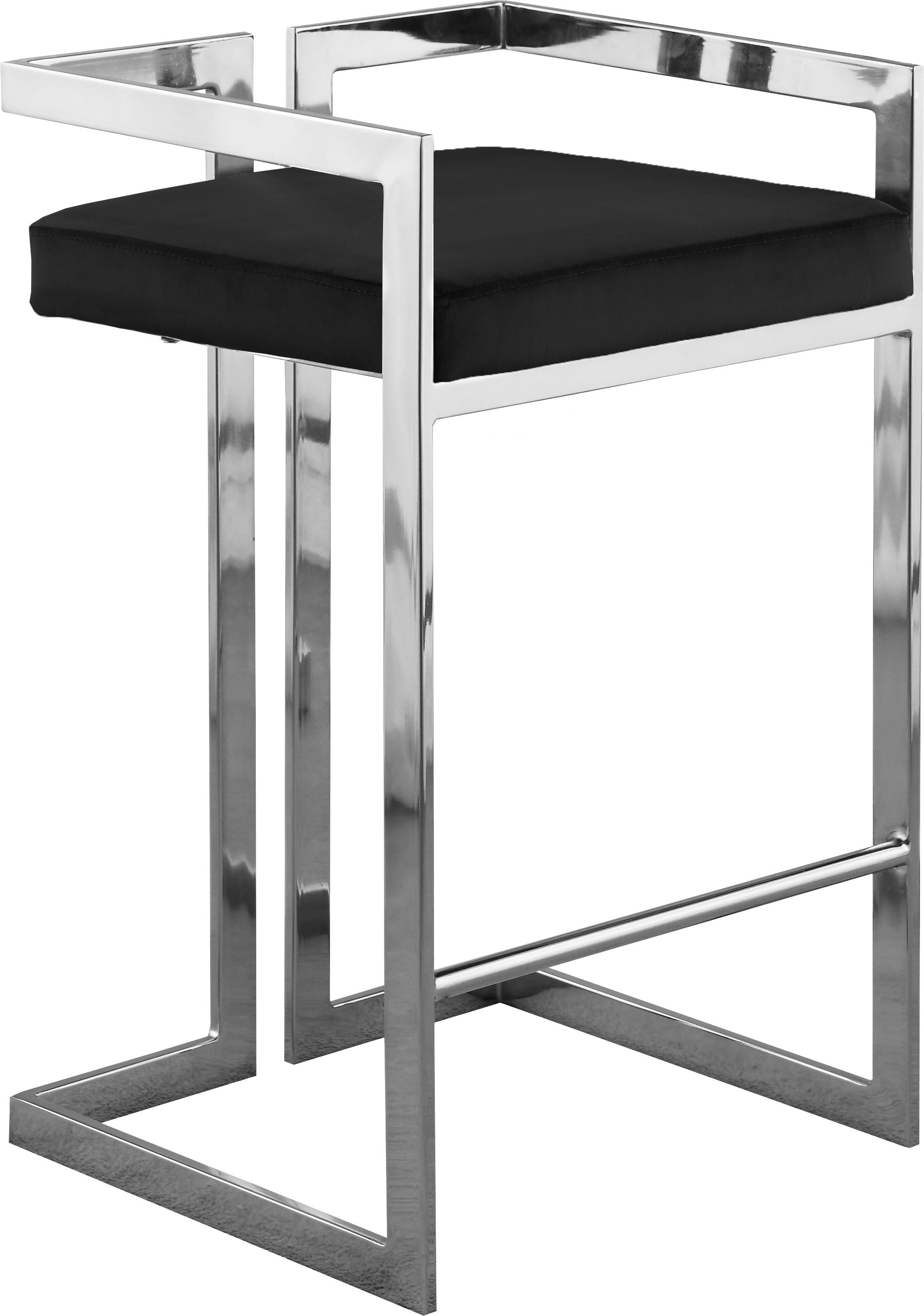 Ezra Black Velvet Stool - Luxury Home Furniture (MI)