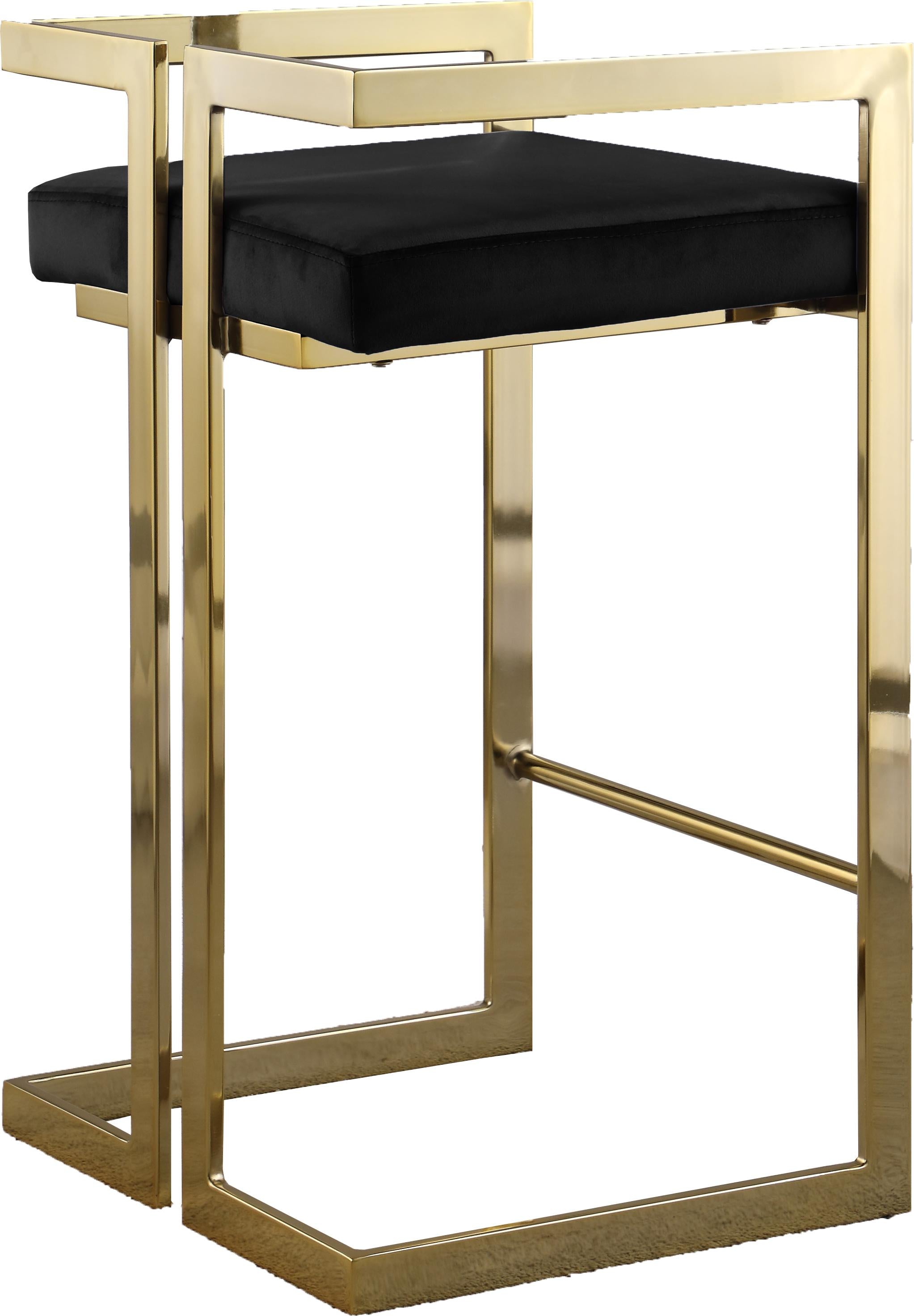 Ezra Black Velvet Stool - Luxury Home Furniture (MI)