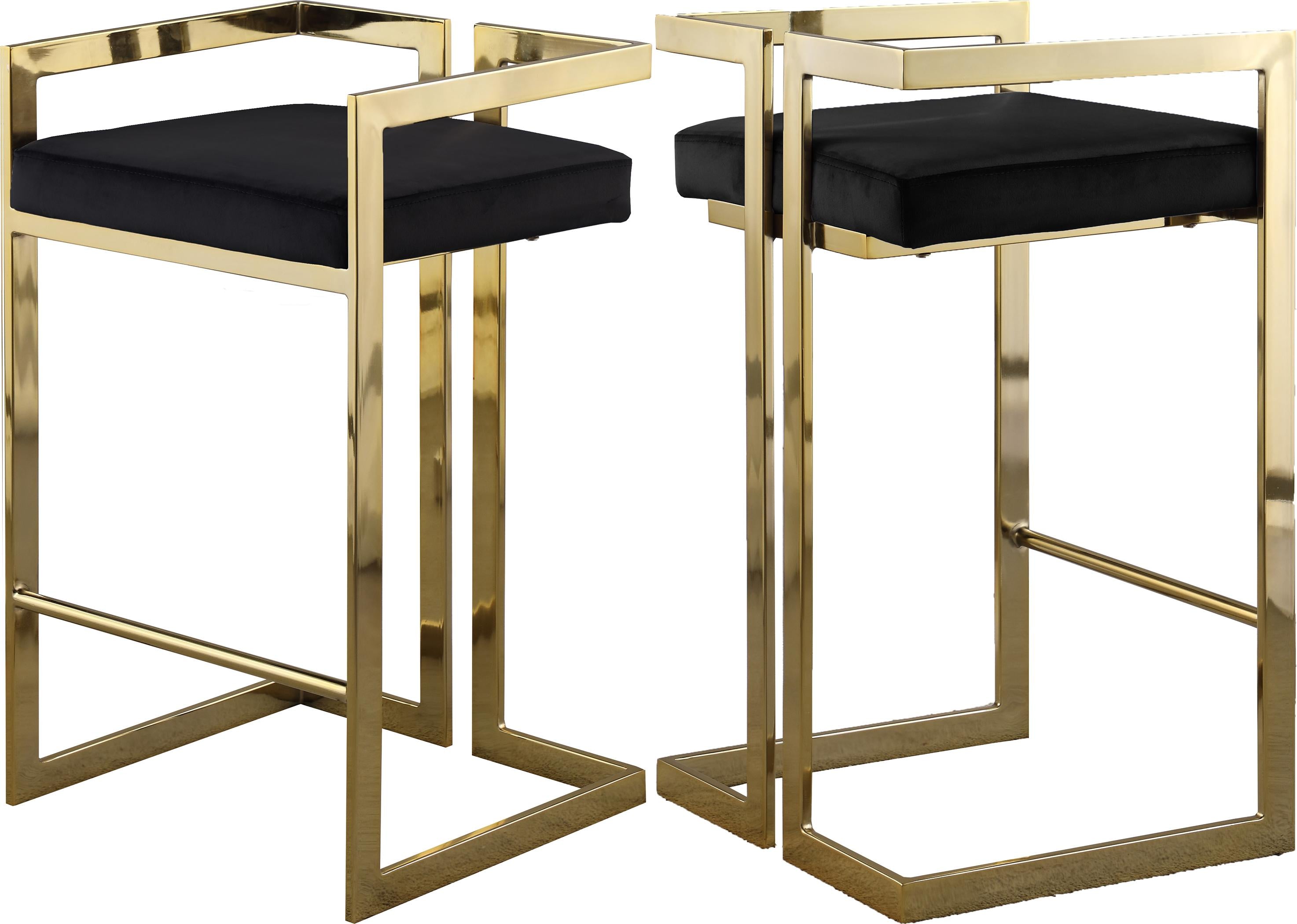 Ezra Black Velvet Stool - Luxury Home Furniture (MI)