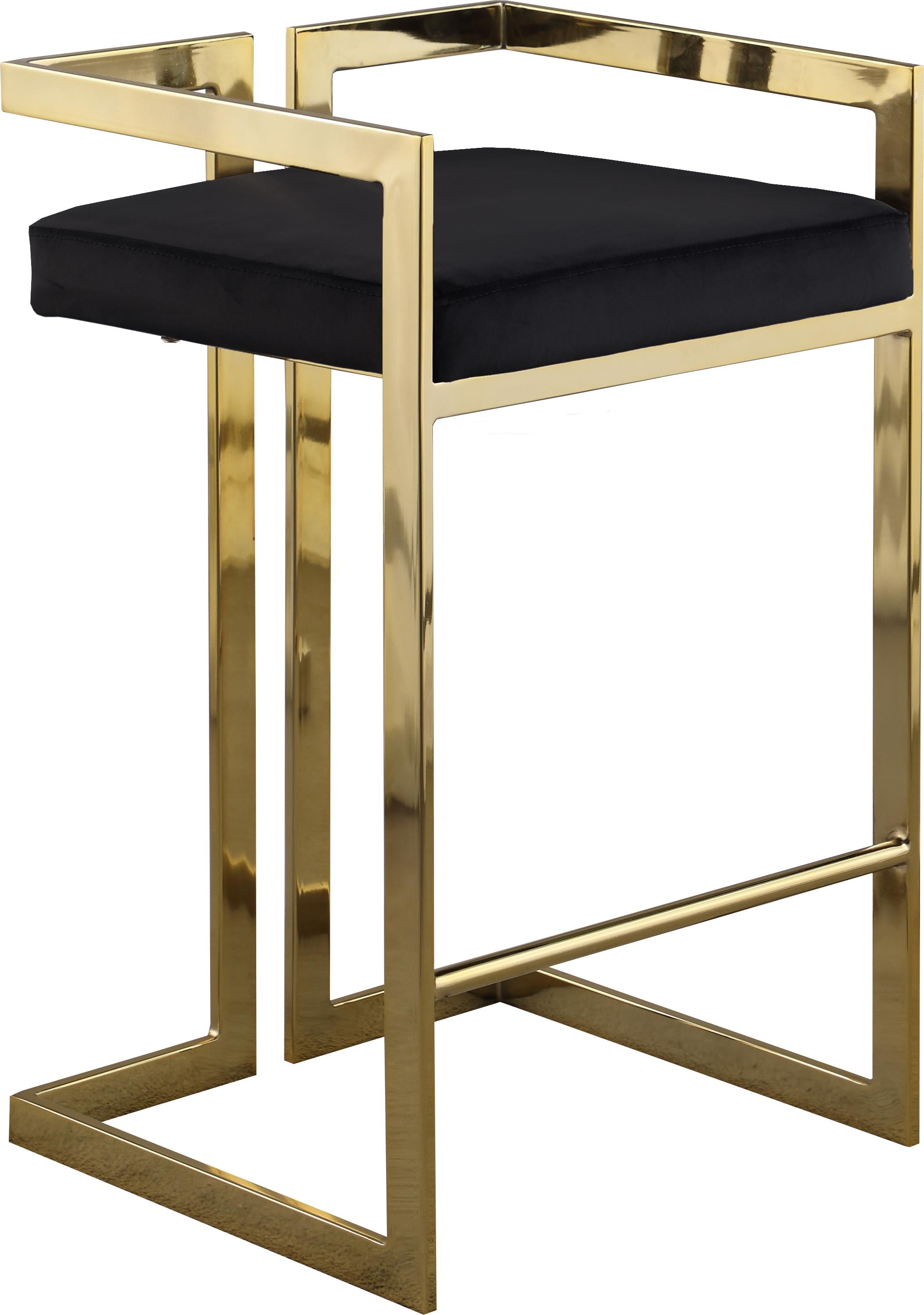 Ezra Black Velvet Stool - Luxury Home Furniture (MI)