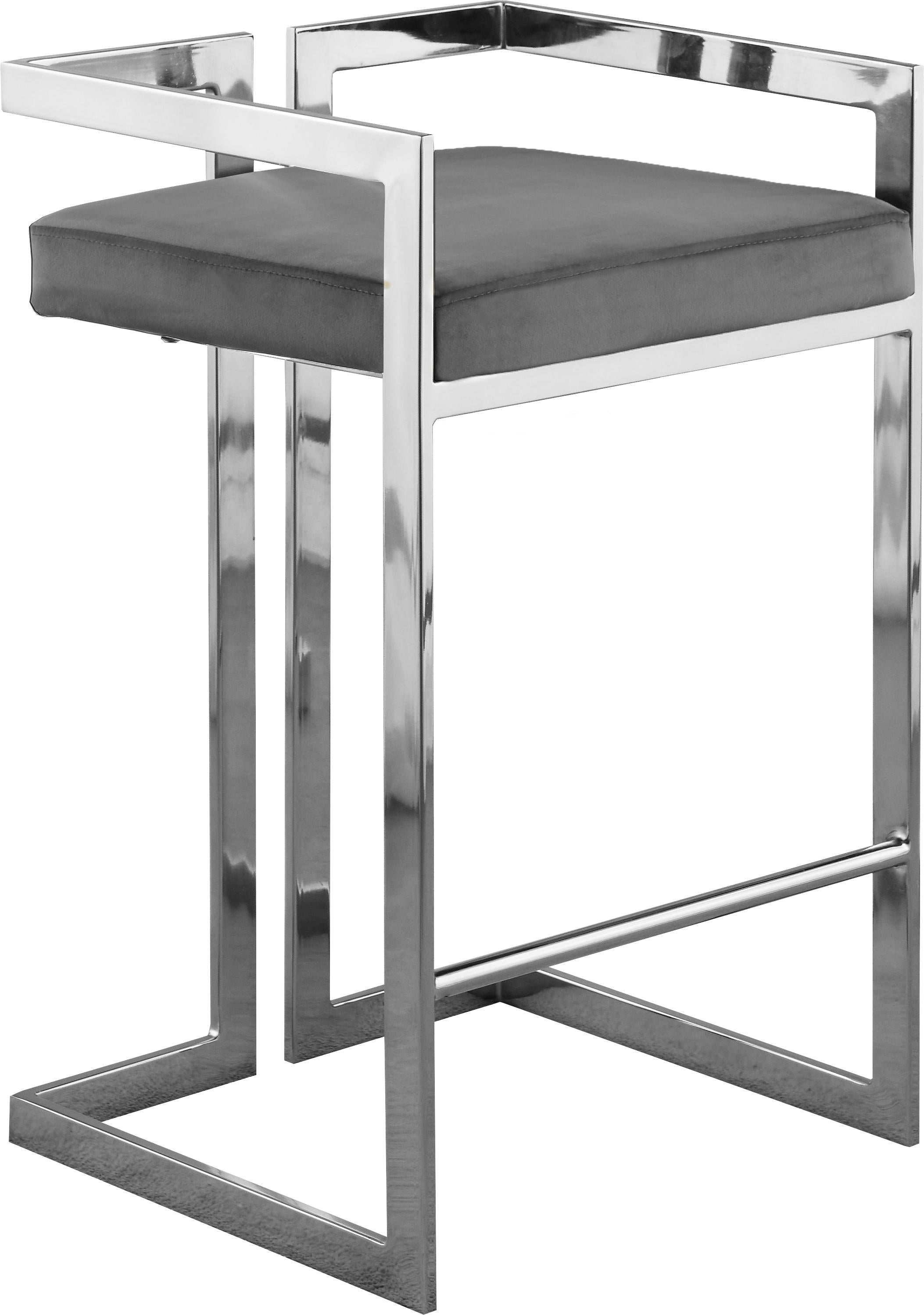 Ezra Grey Velvet Stool - Luxury Home Furniture (MI)